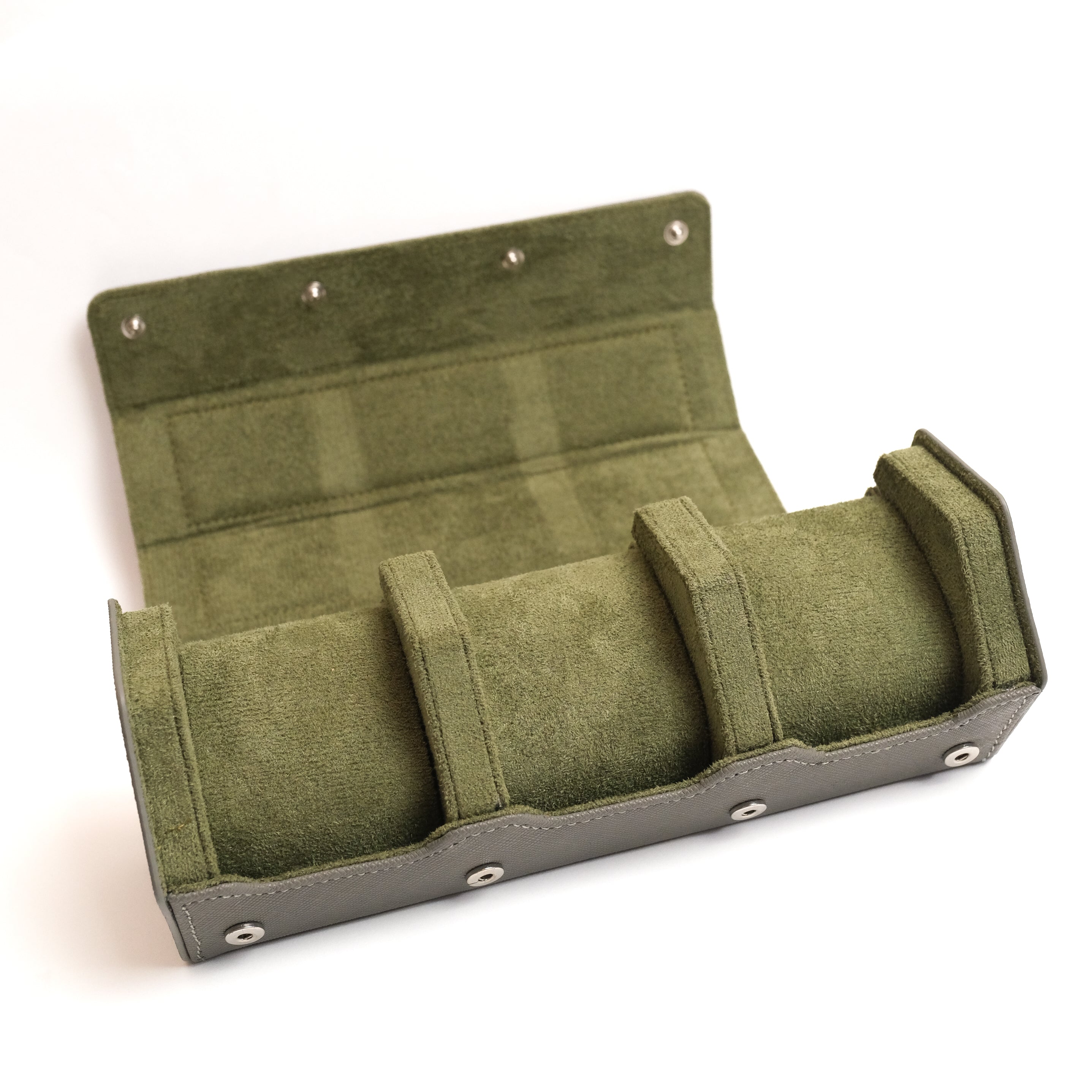 Hexad Trio - Saffiano Watch Case in Grey/Olive - Artisan Straps