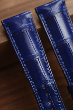 Electric Blue Millenium Alligator (Padded) Leather Strap