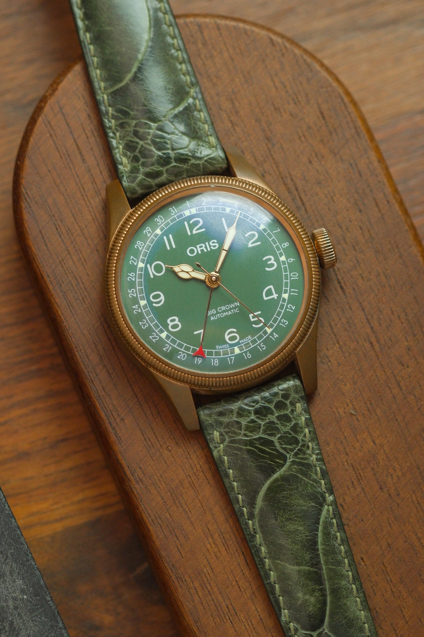 Olive Green Ostrich Leg Leather Strap - Artisan Straps