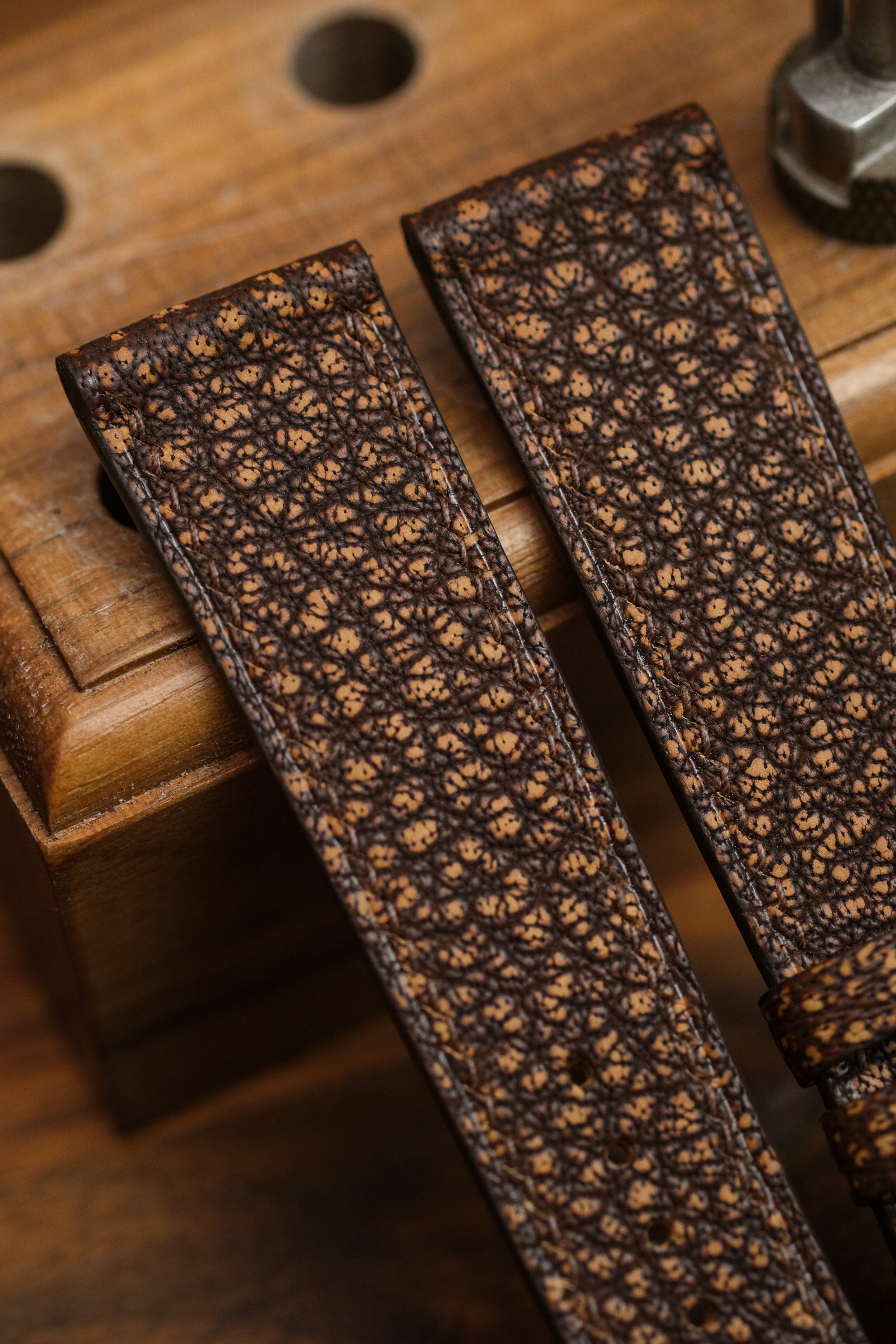 Cognac Vielli Shrunken Buffalo Leather Strap - Artisan Straps