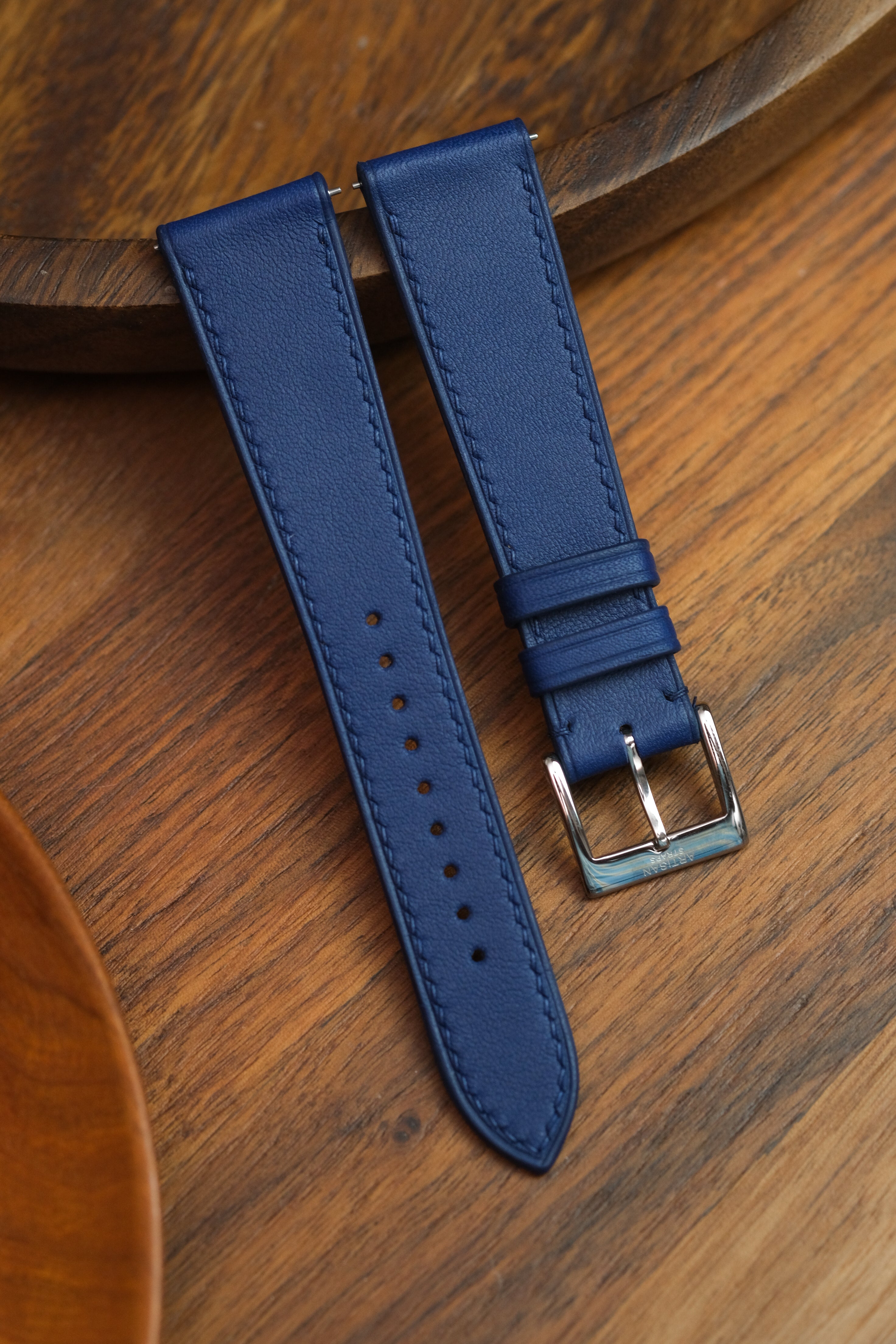 Correa de piel Swift azul oscuro