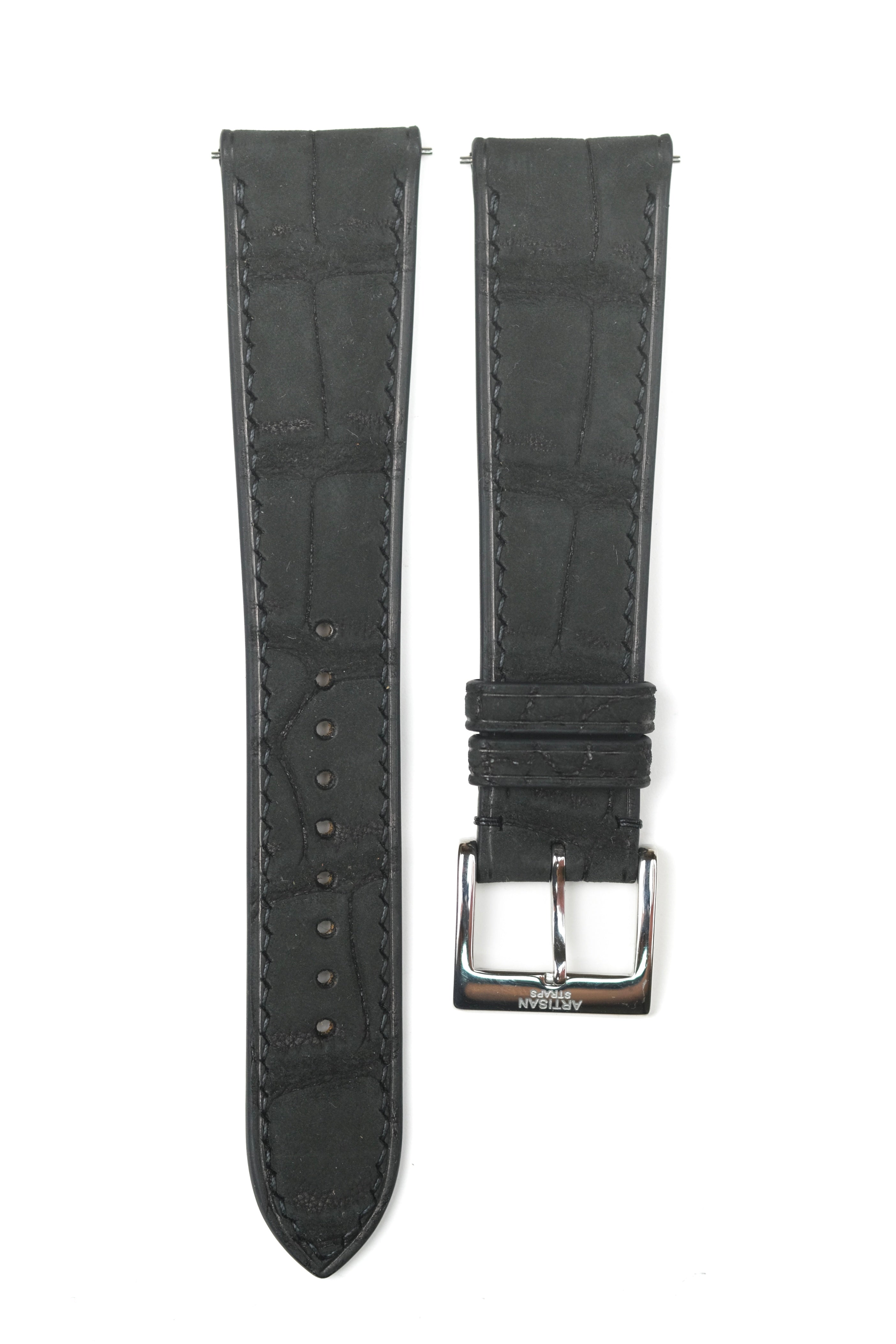 Black Nubuck Alligator (Padded) Leather Strap - Artisan Straps