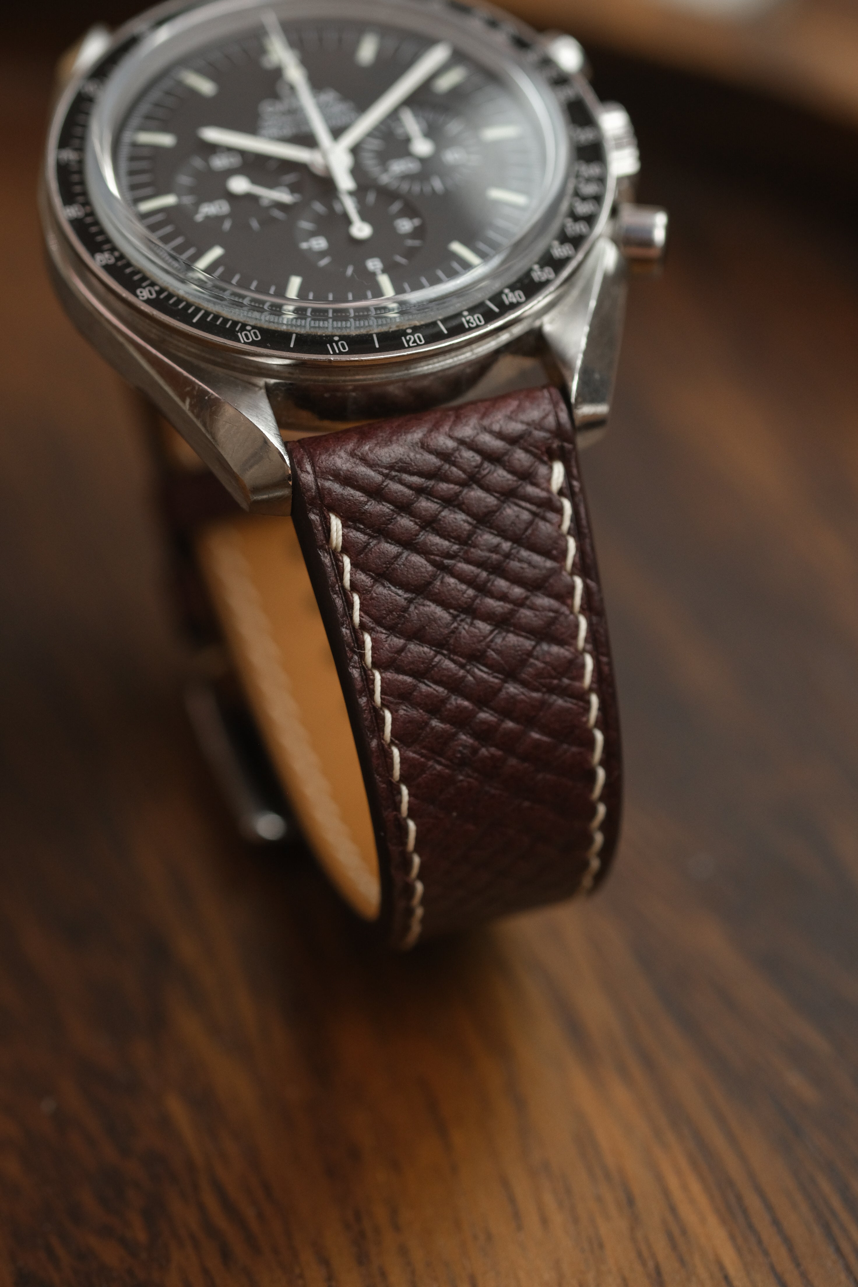 Burgundy Buttero Hatch Leather Strap