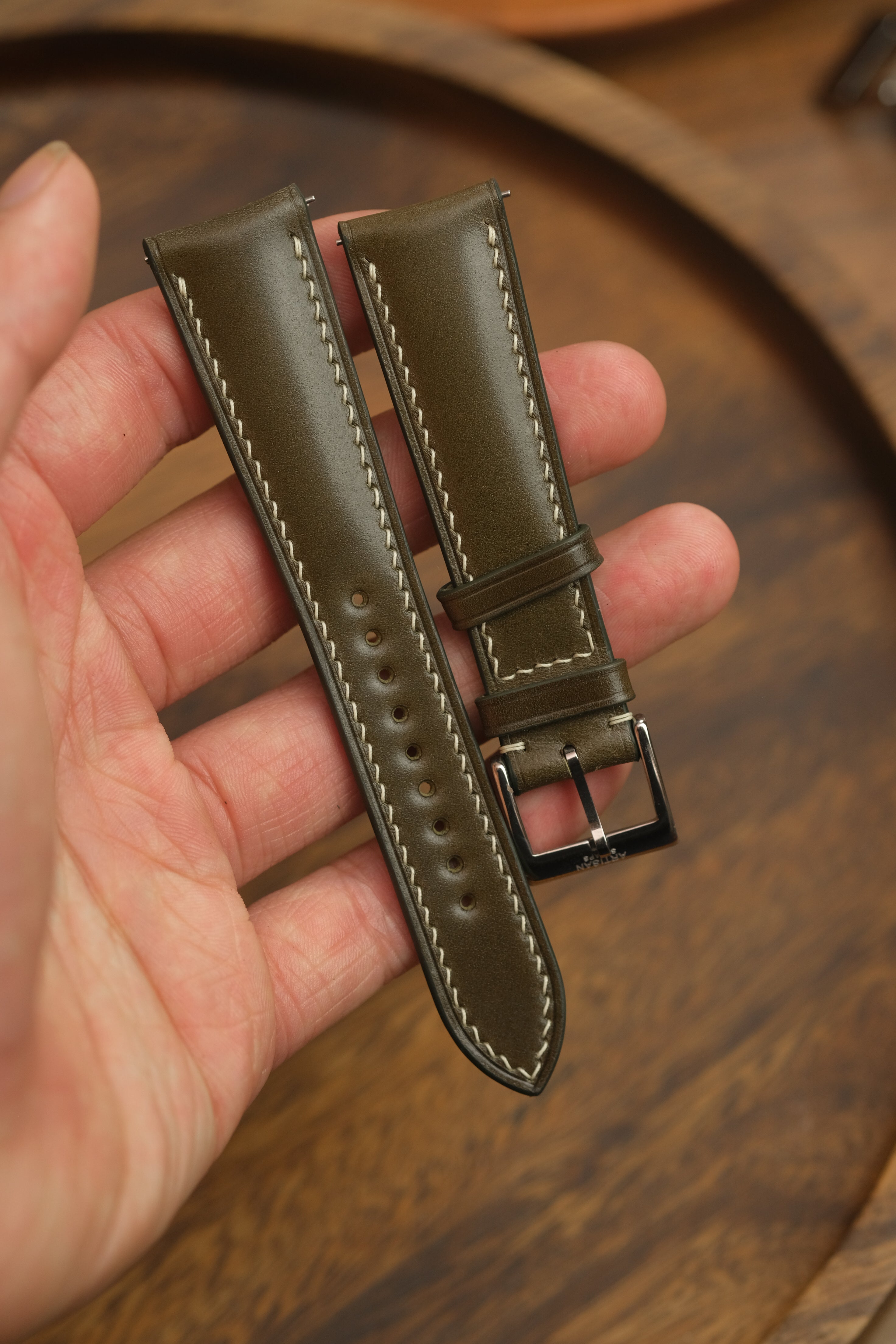 Olive Shell Cordovan (Padded) Leather Strap