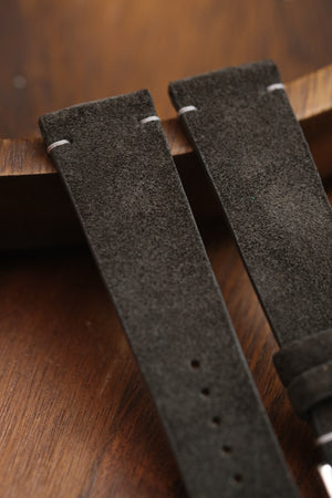 Deep Grey Suede (Two-Stitch) Leather Strap - Artisan Straps