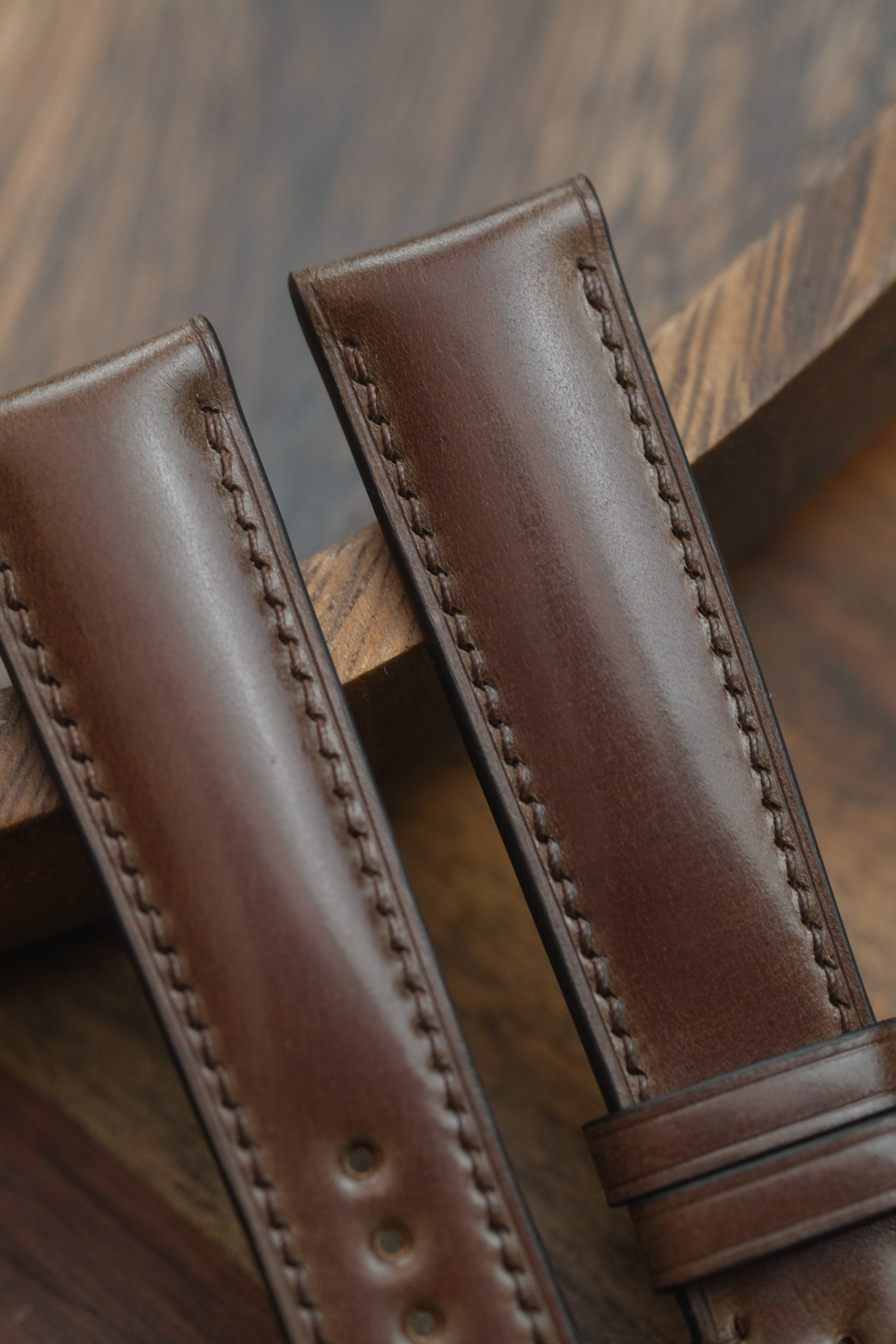 Dark Brown Shell Cordovan (Padded) Leather Strap - Artisan Straps