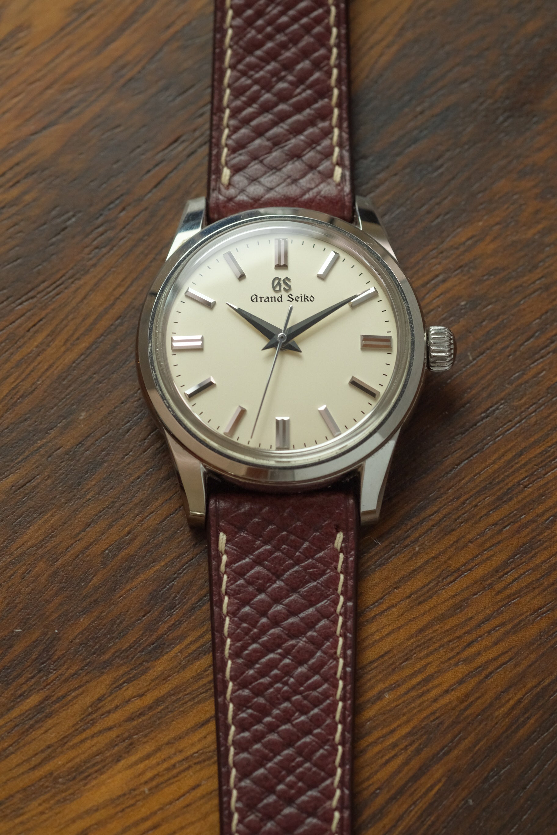 Burgundy Buttero Hatch Leather Strap