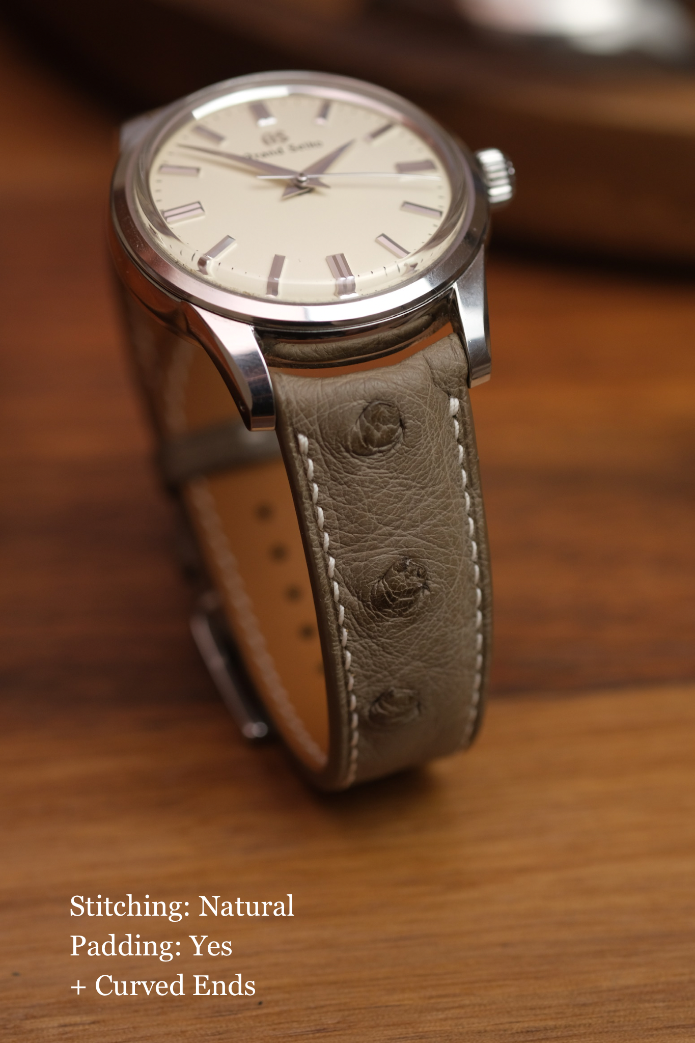 Taupe Ostrich Belly Leather Strap