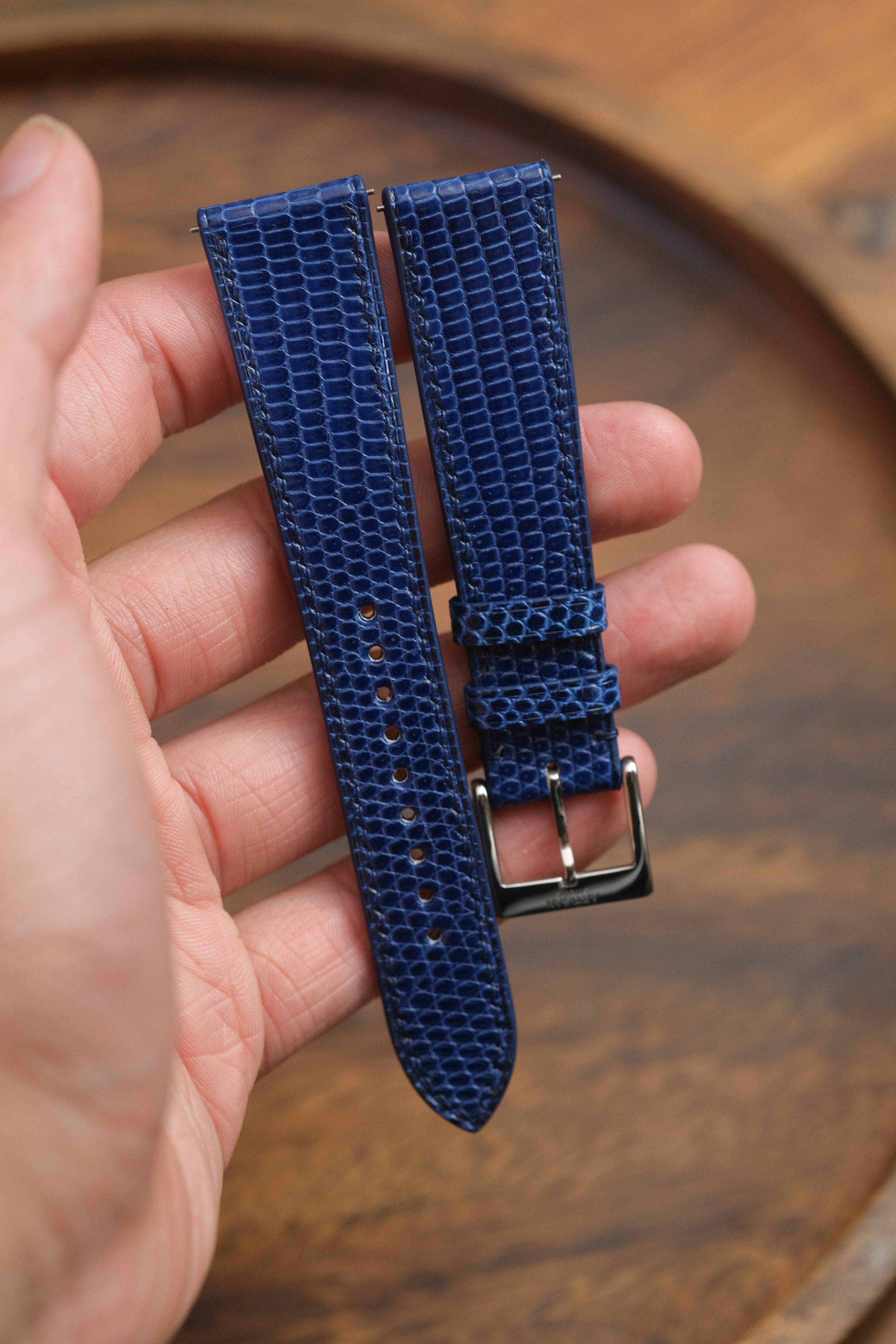 Navy Lizard Leather Strap