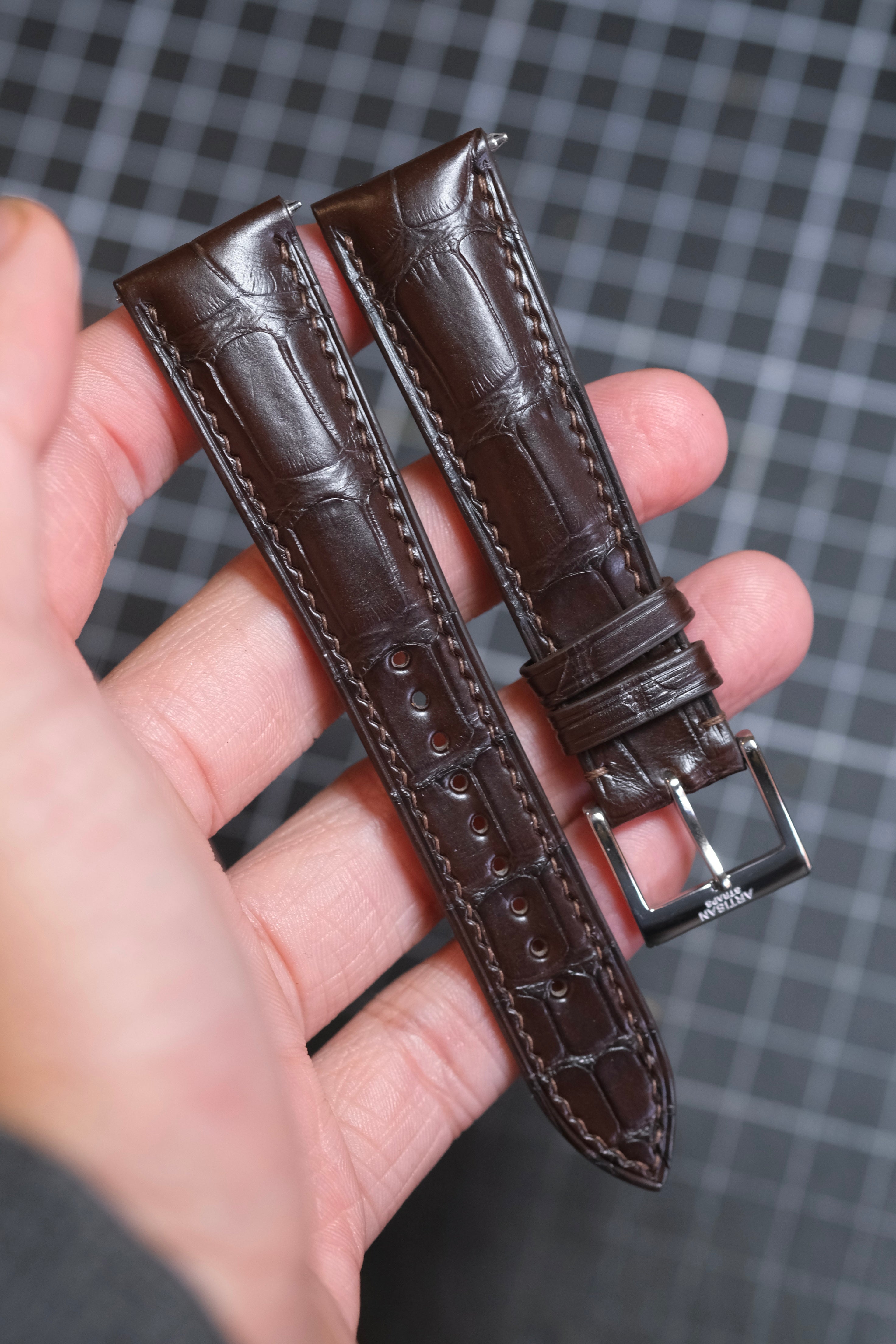 Dark Brown Alligator (Padded) Leather Strap *OVERSTOCK*
