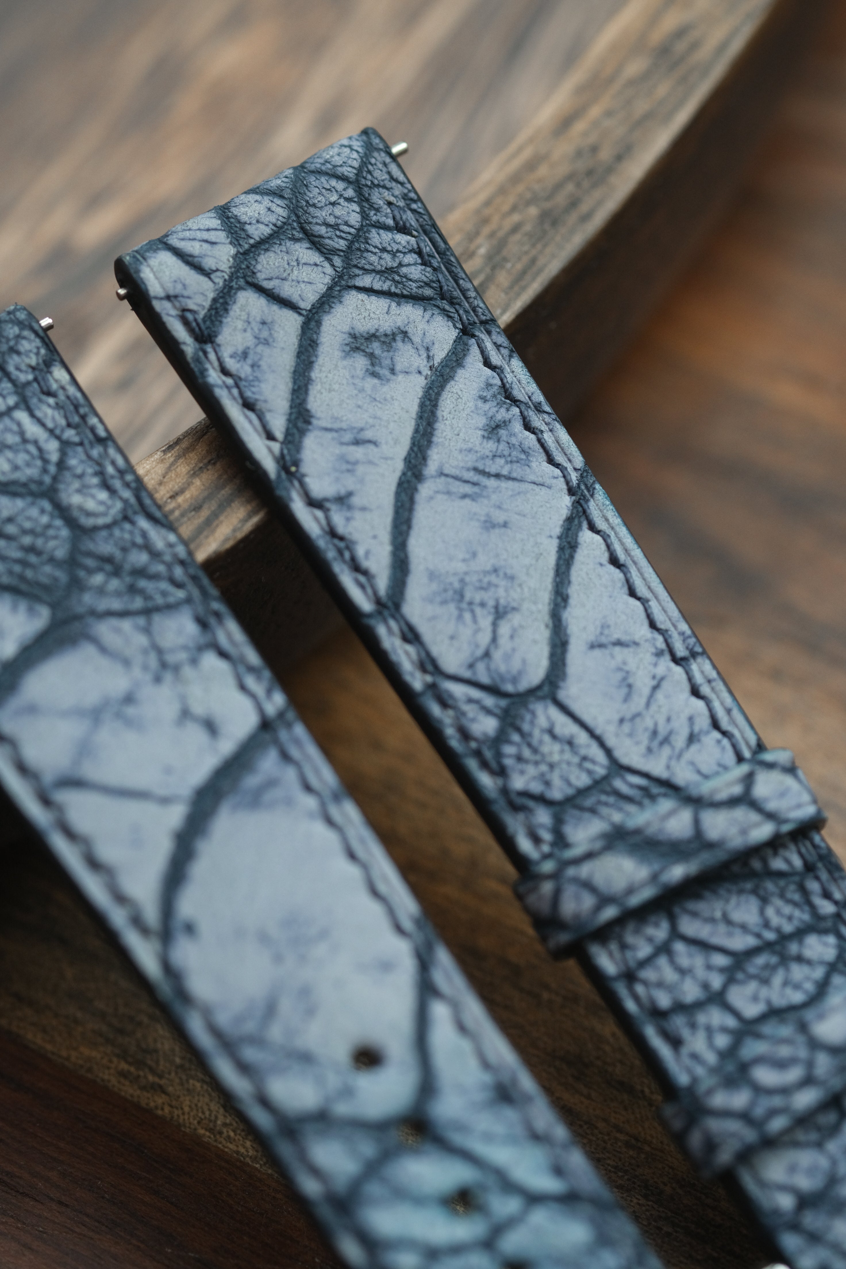 Light Blue Nubuck Ostrich Leg Leather Strap - Artisan Straps