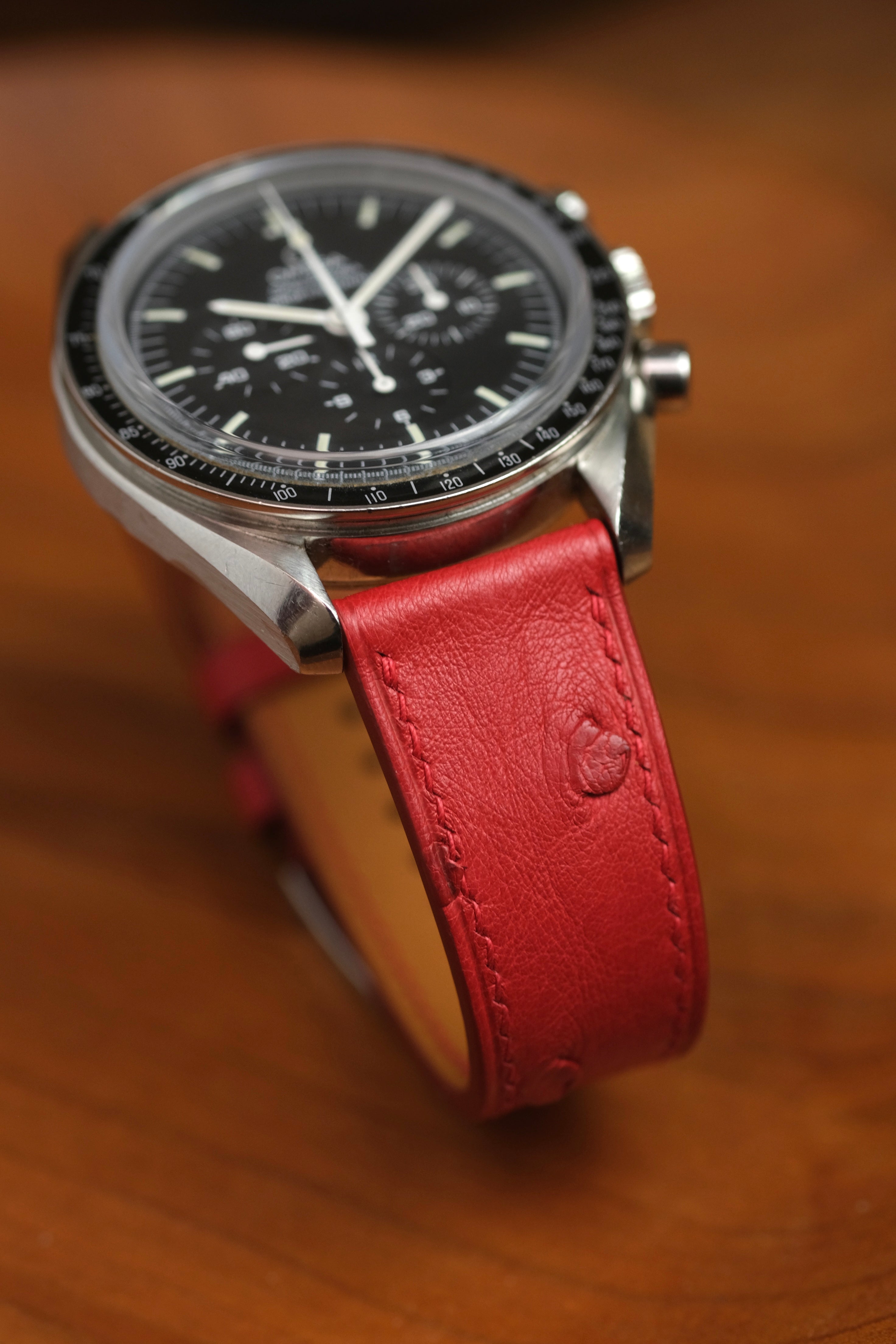 Red Ostrich Belly Leather Strap