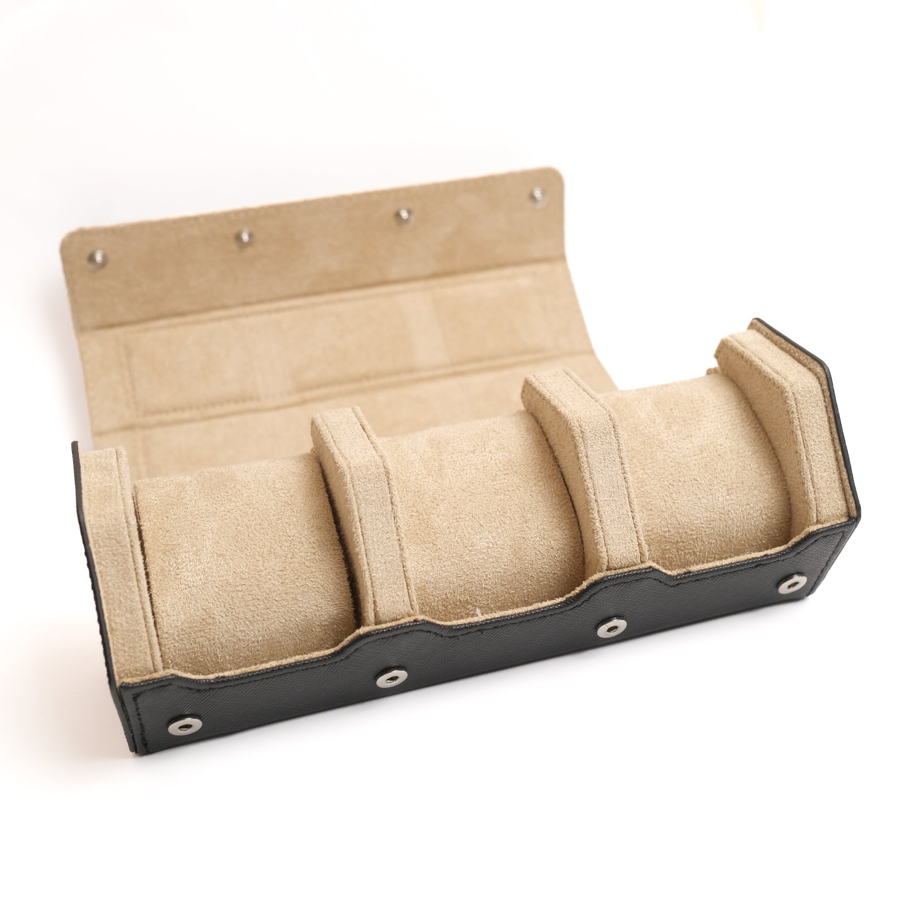 Hexad Trio - Saffiano Watch Case in Black/Beige - Artisan Straps