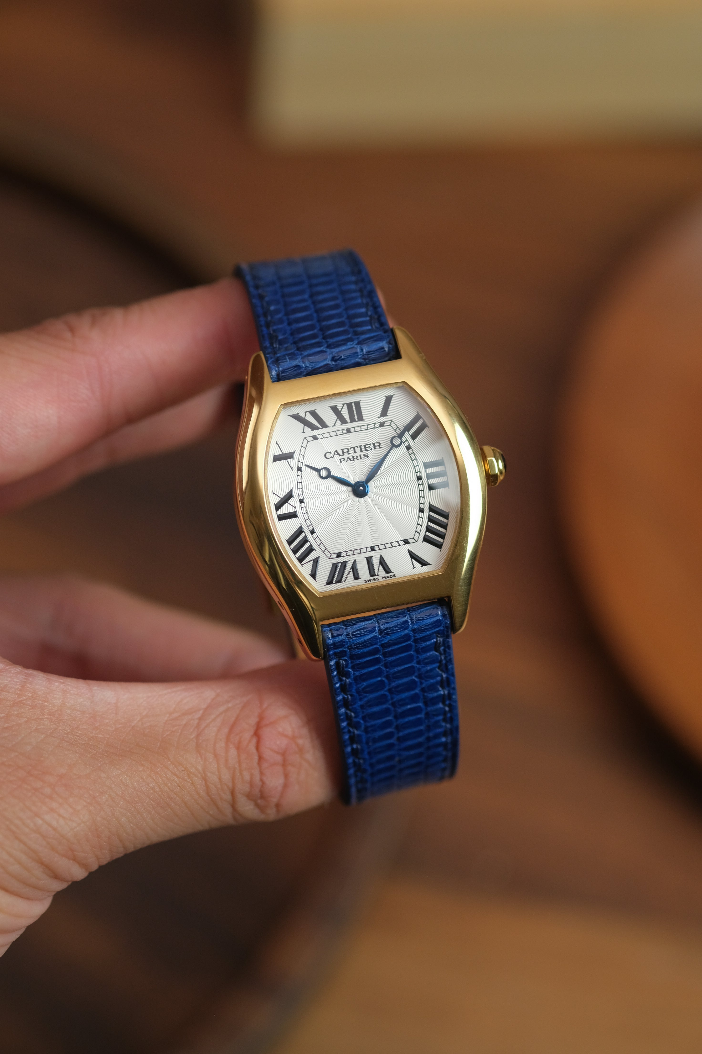 Navy Lizard Leather Strap