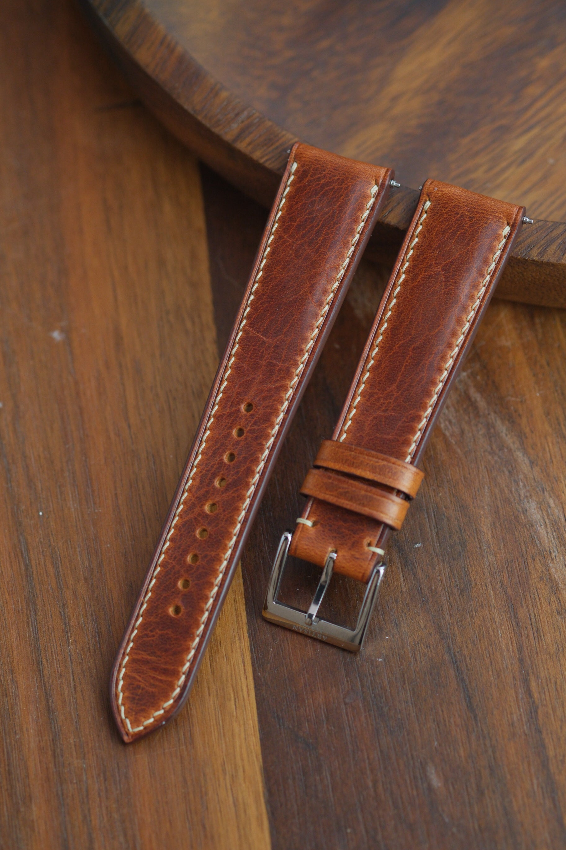 Cognac Waxy (Padded) Leather Strap