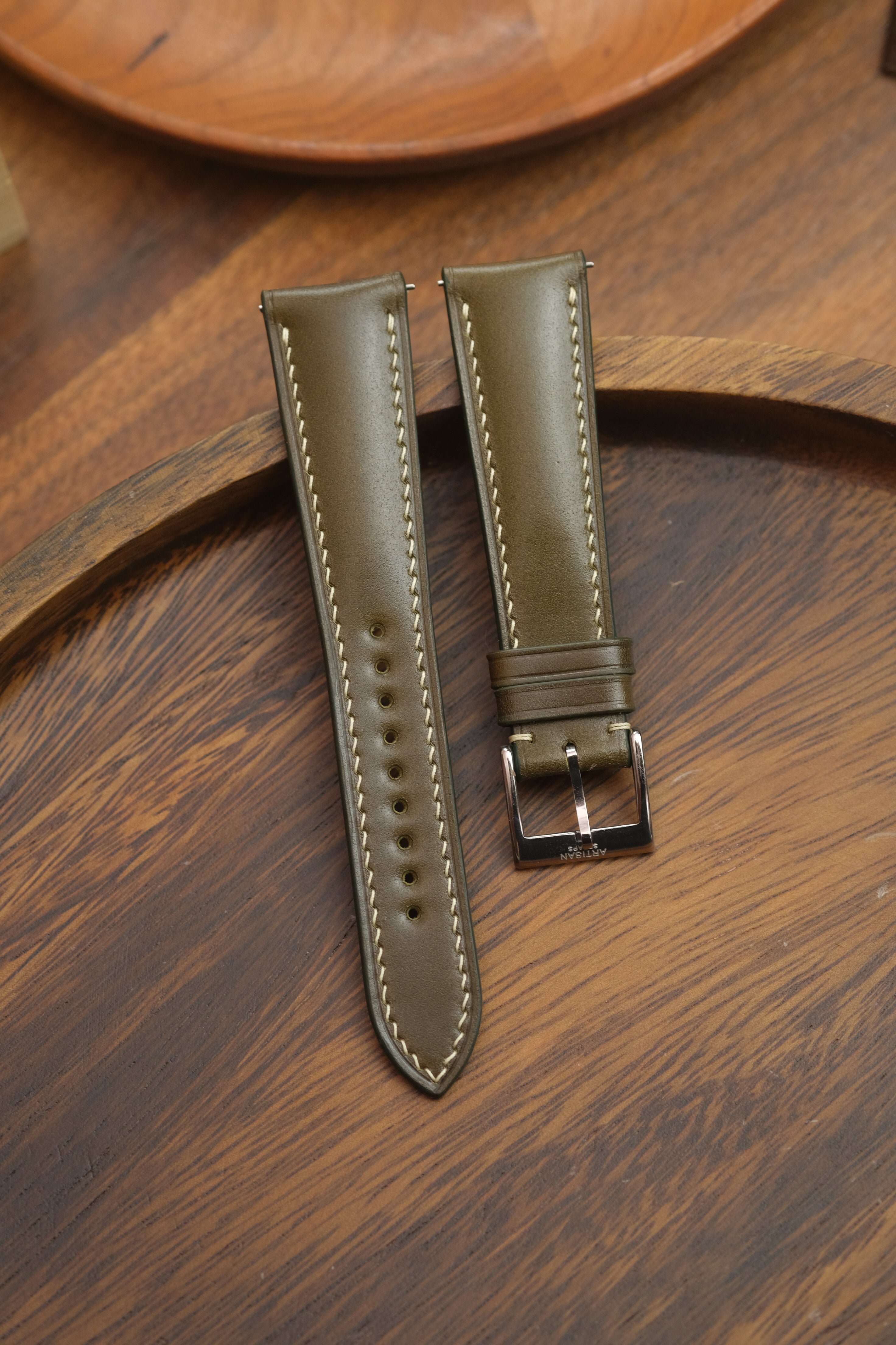 Olive Shell Cordovan (Padded) Leather Strap