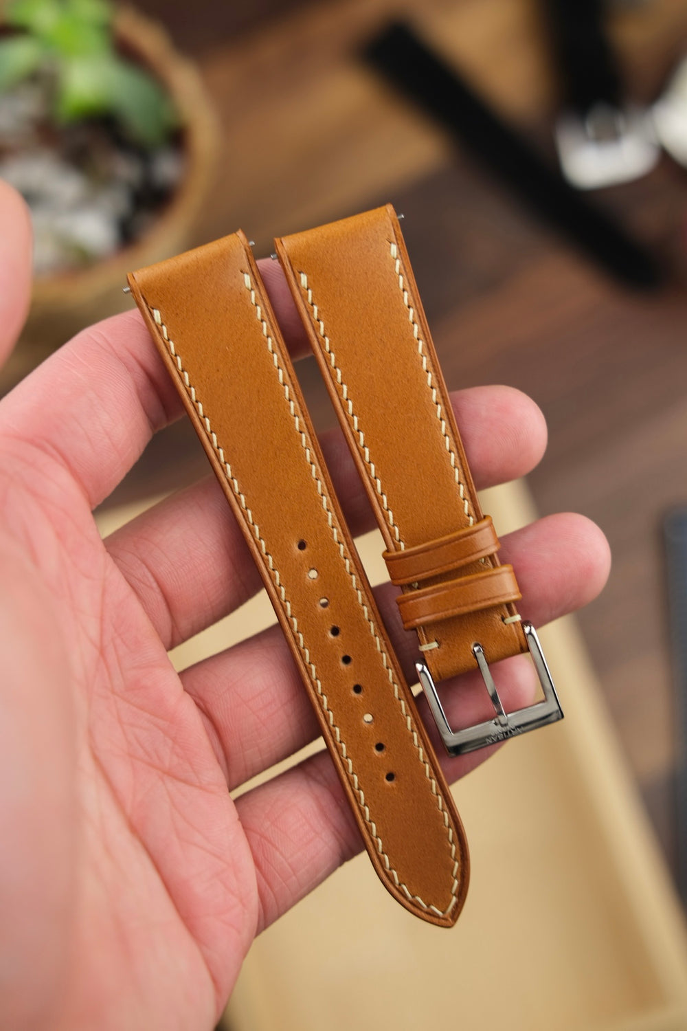 Shell Style Straps Caramel Shell Cordovan Leather Strap (Made-to-Order)