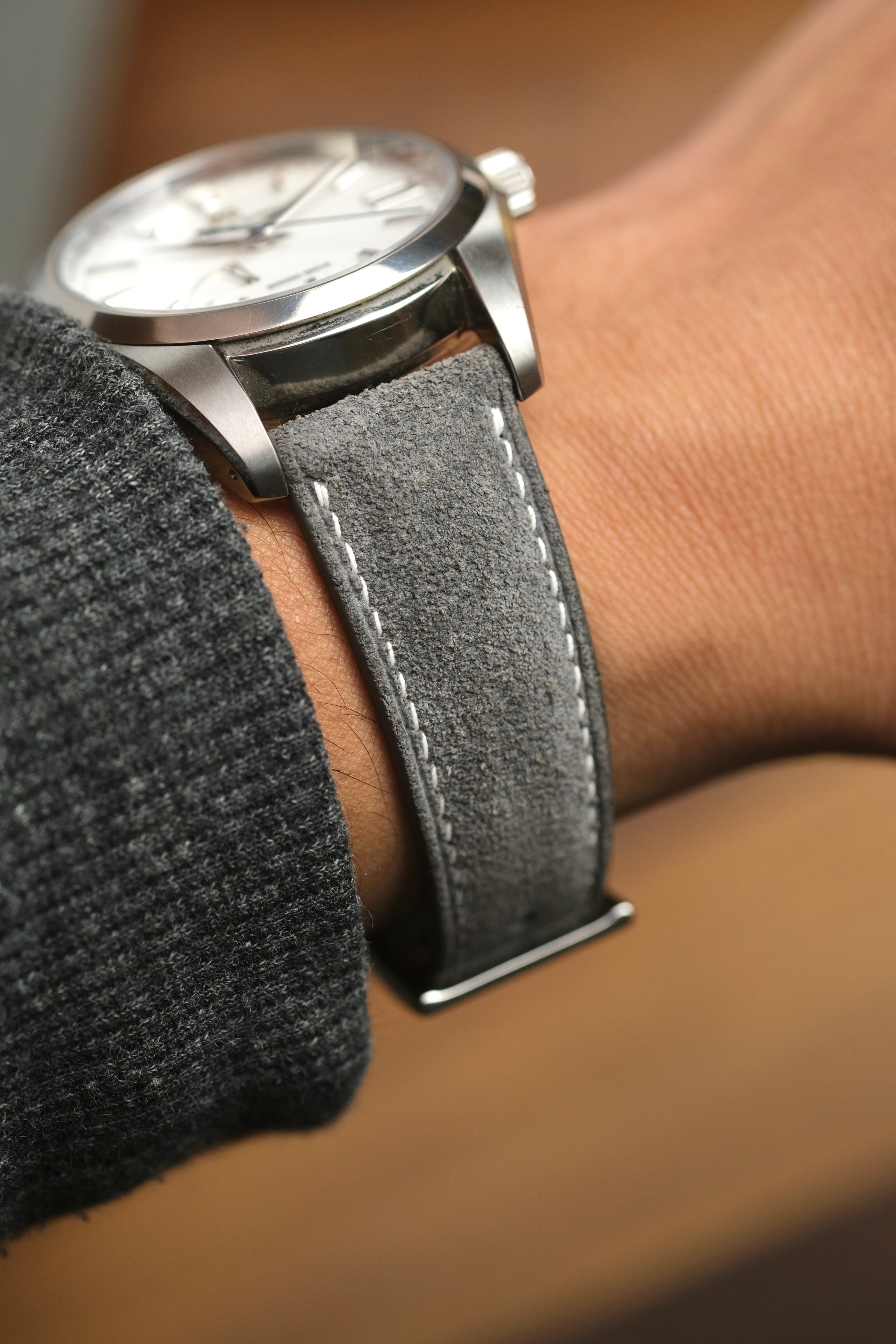 Grey Suede (Padded) Leather Strap