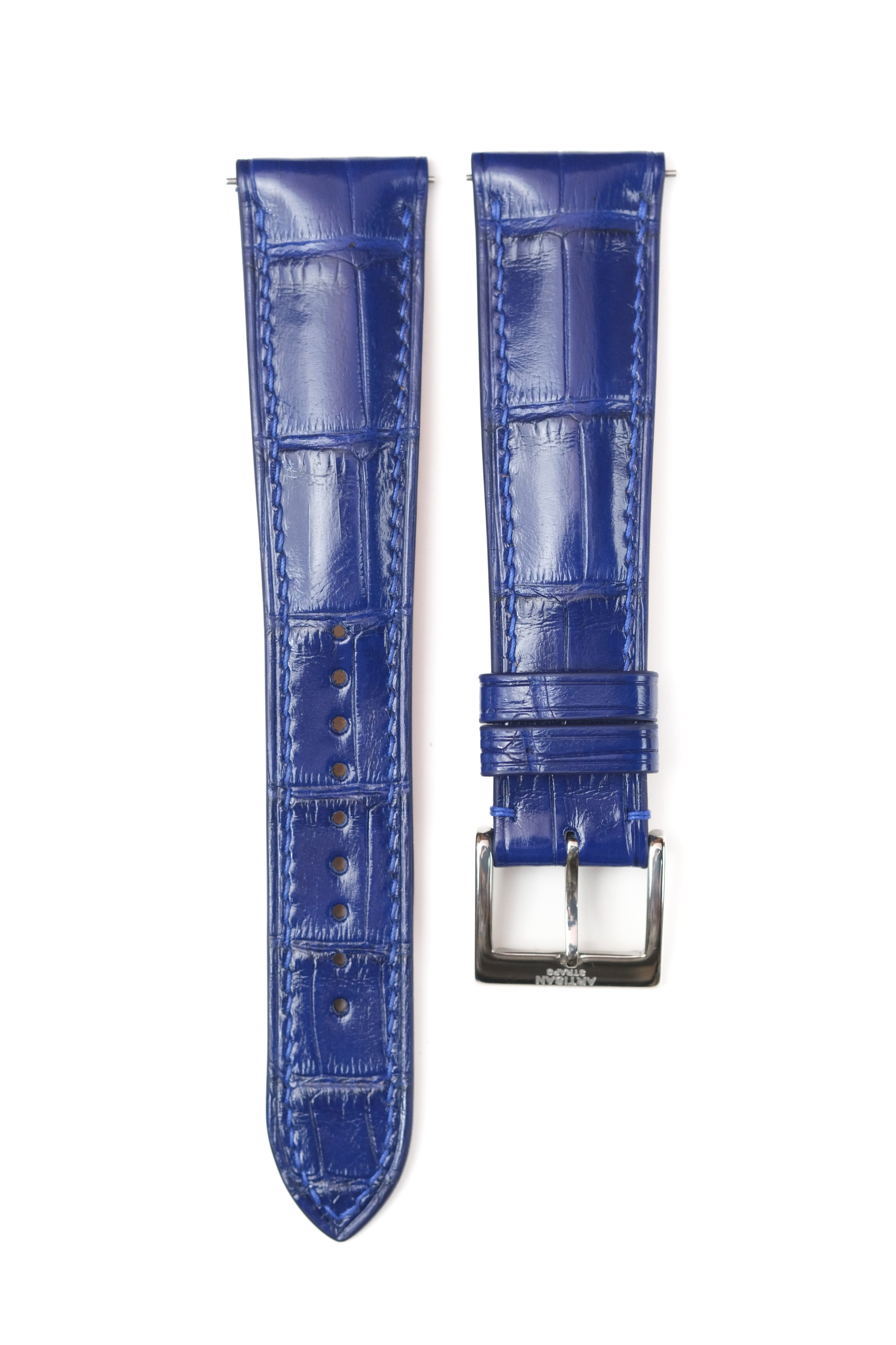 Electric Blue Millenium Alligator (Padded) Leather Strap