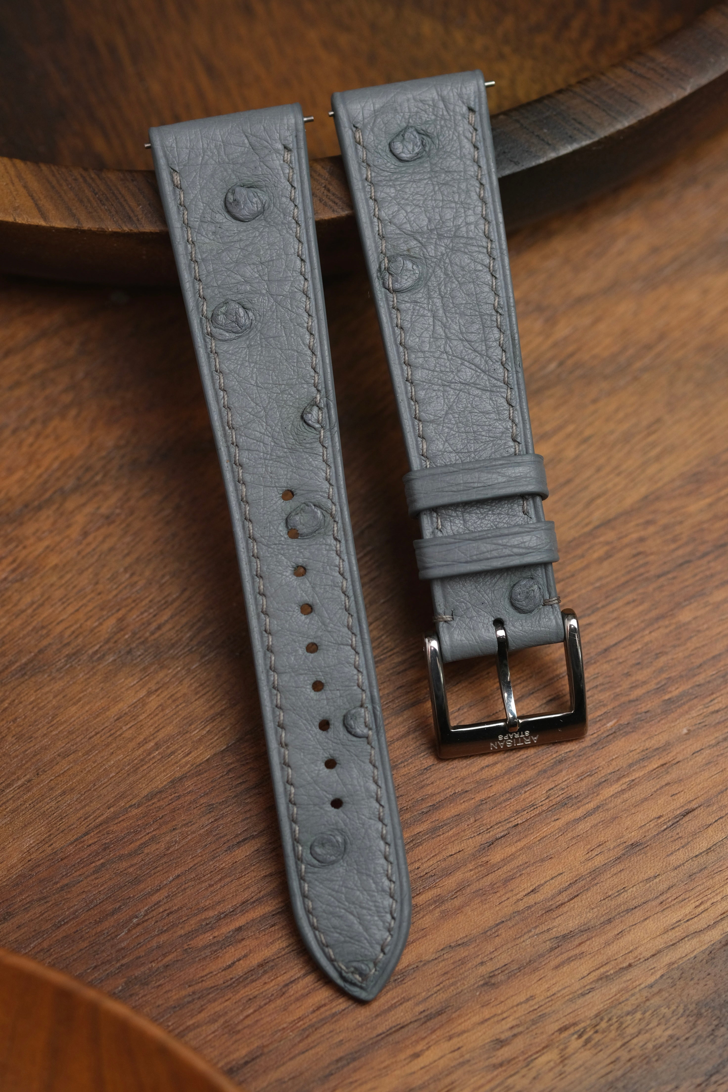 Grey Ostrich Belly Leather Strap