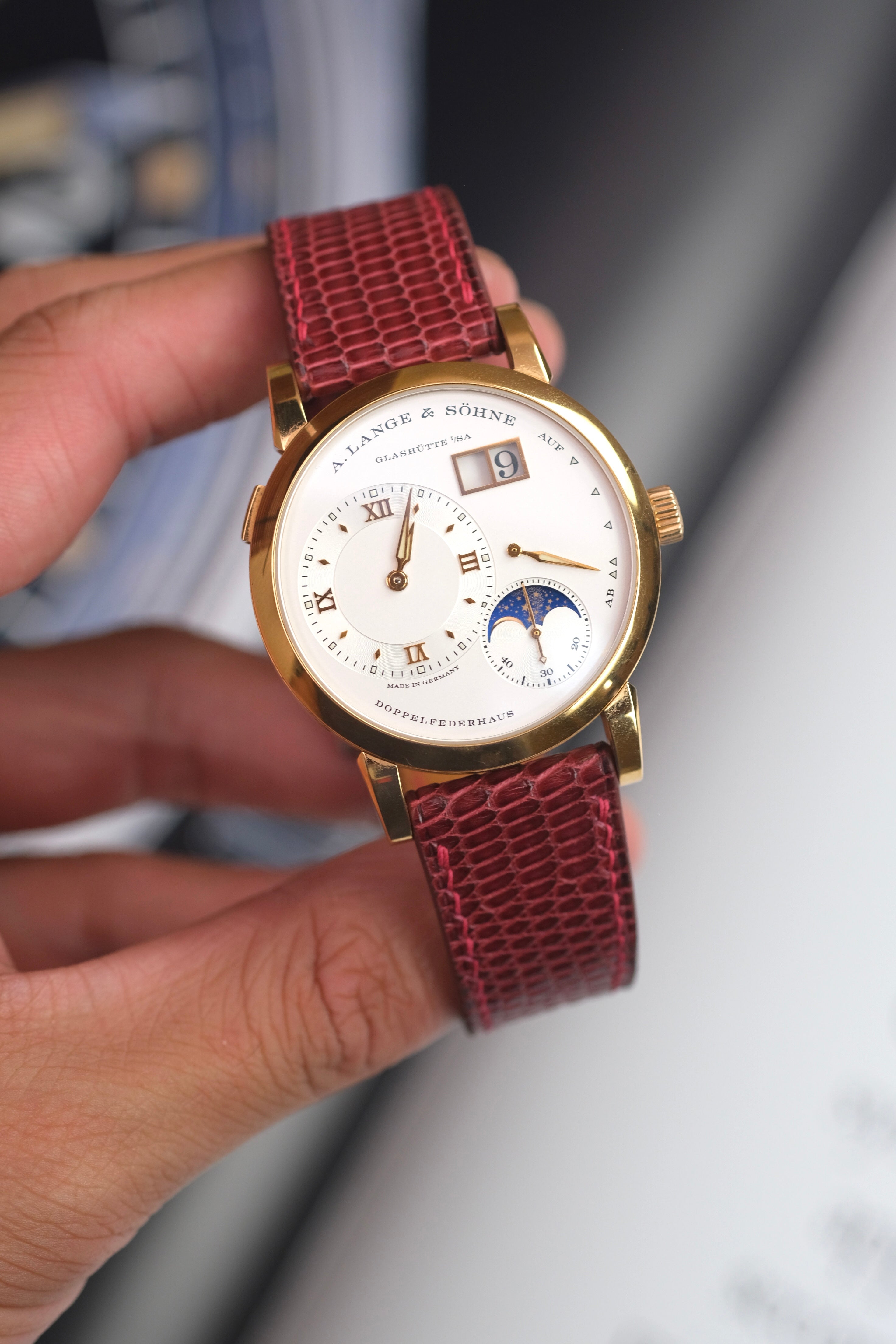 Dark Red Lizard Leather Strap