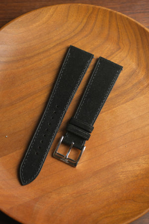 Black Suede Leather Strap - Artisan Straps