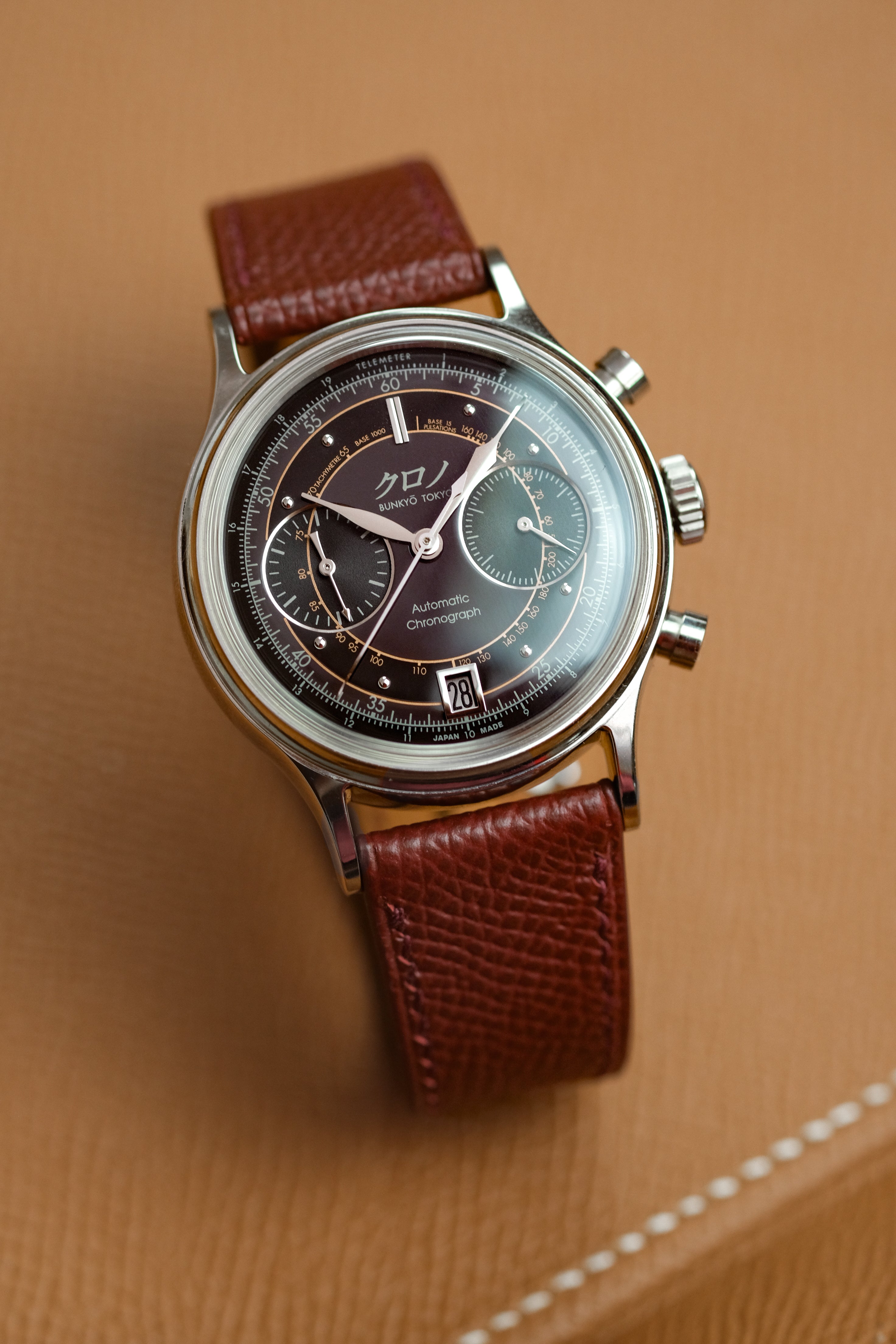 Correa de piel Epsom color burdeos 