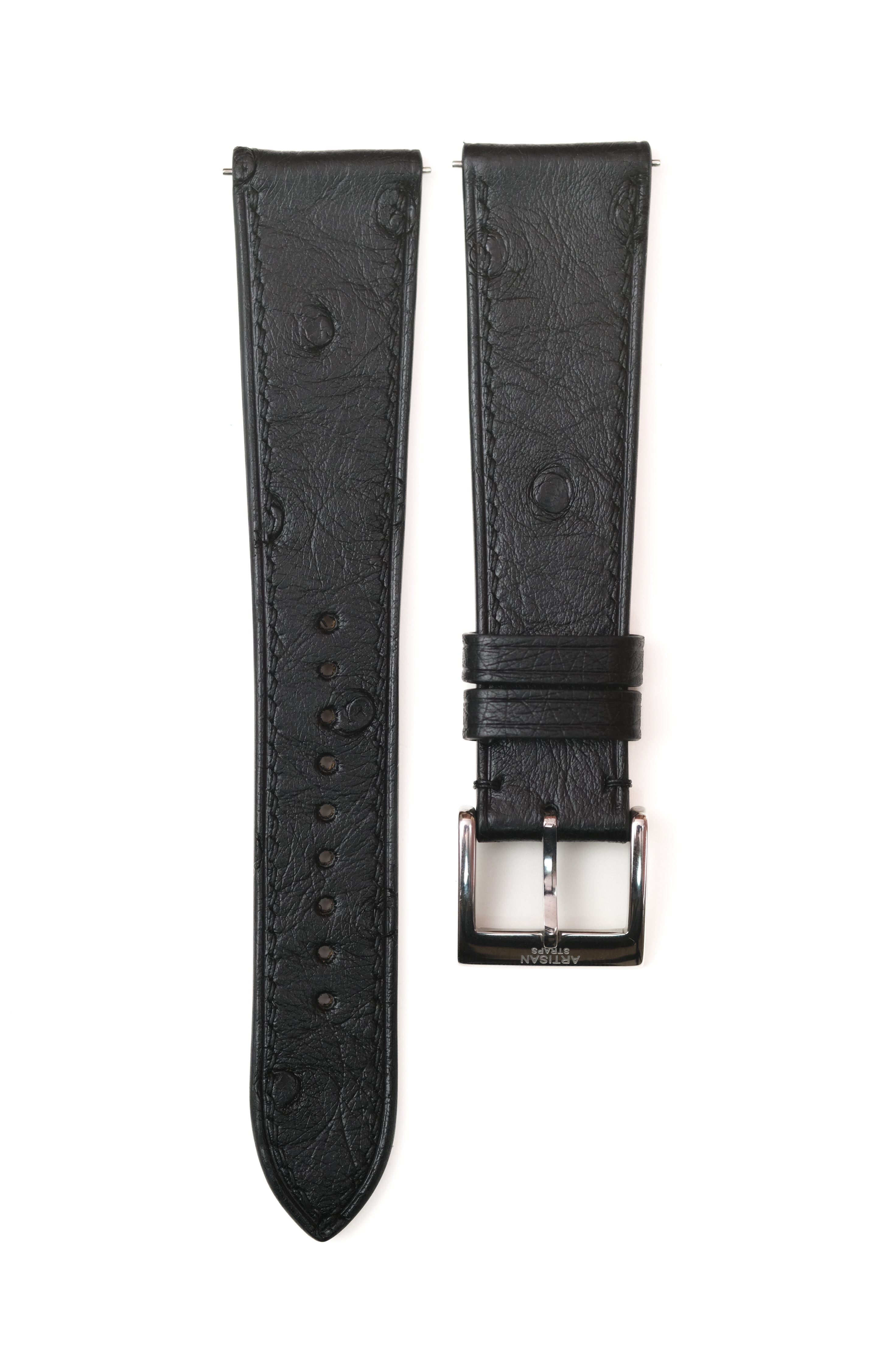 Black Ostrich Belly Leather Strap