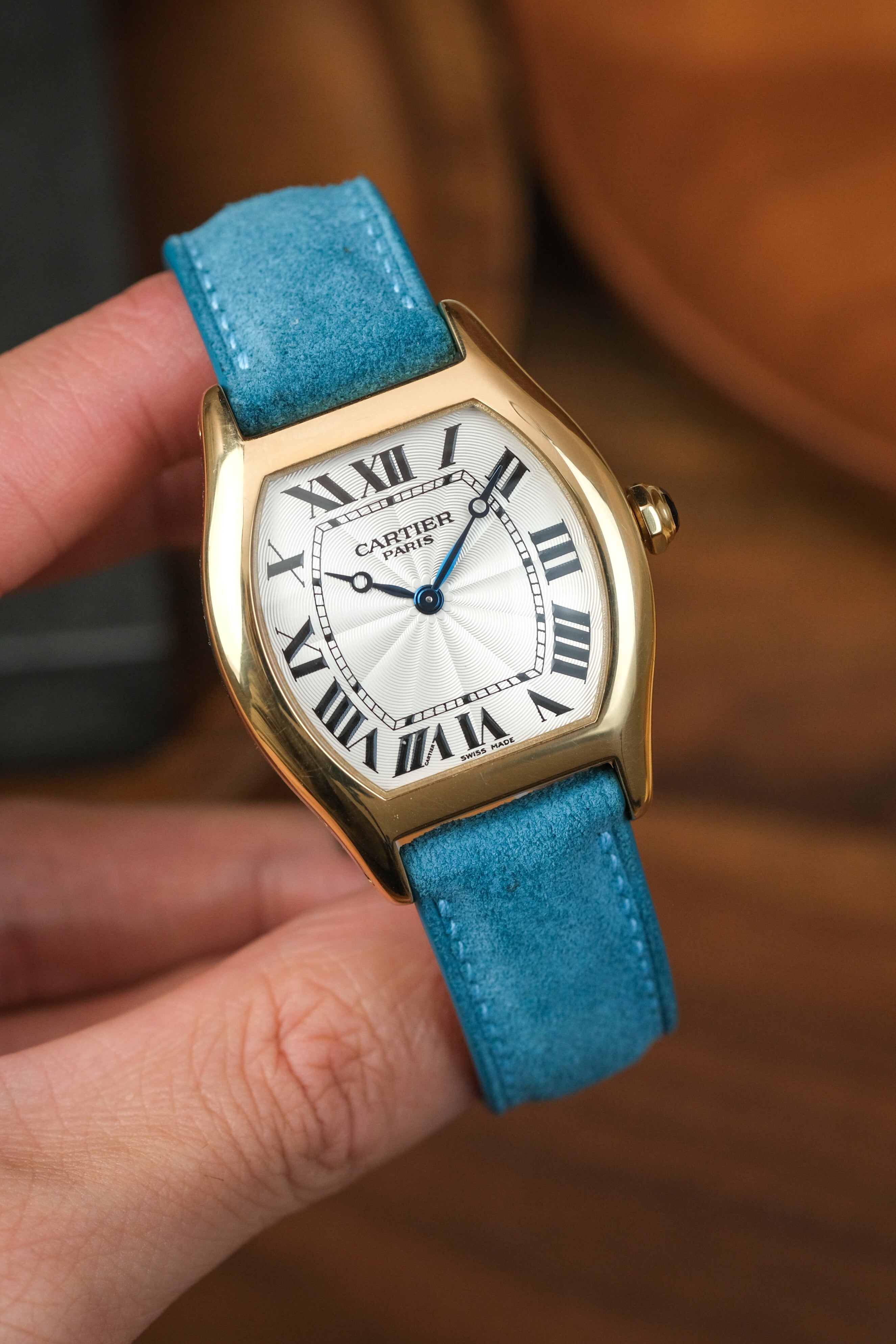 Aqua Blue Suede (Padded) Leather Strap