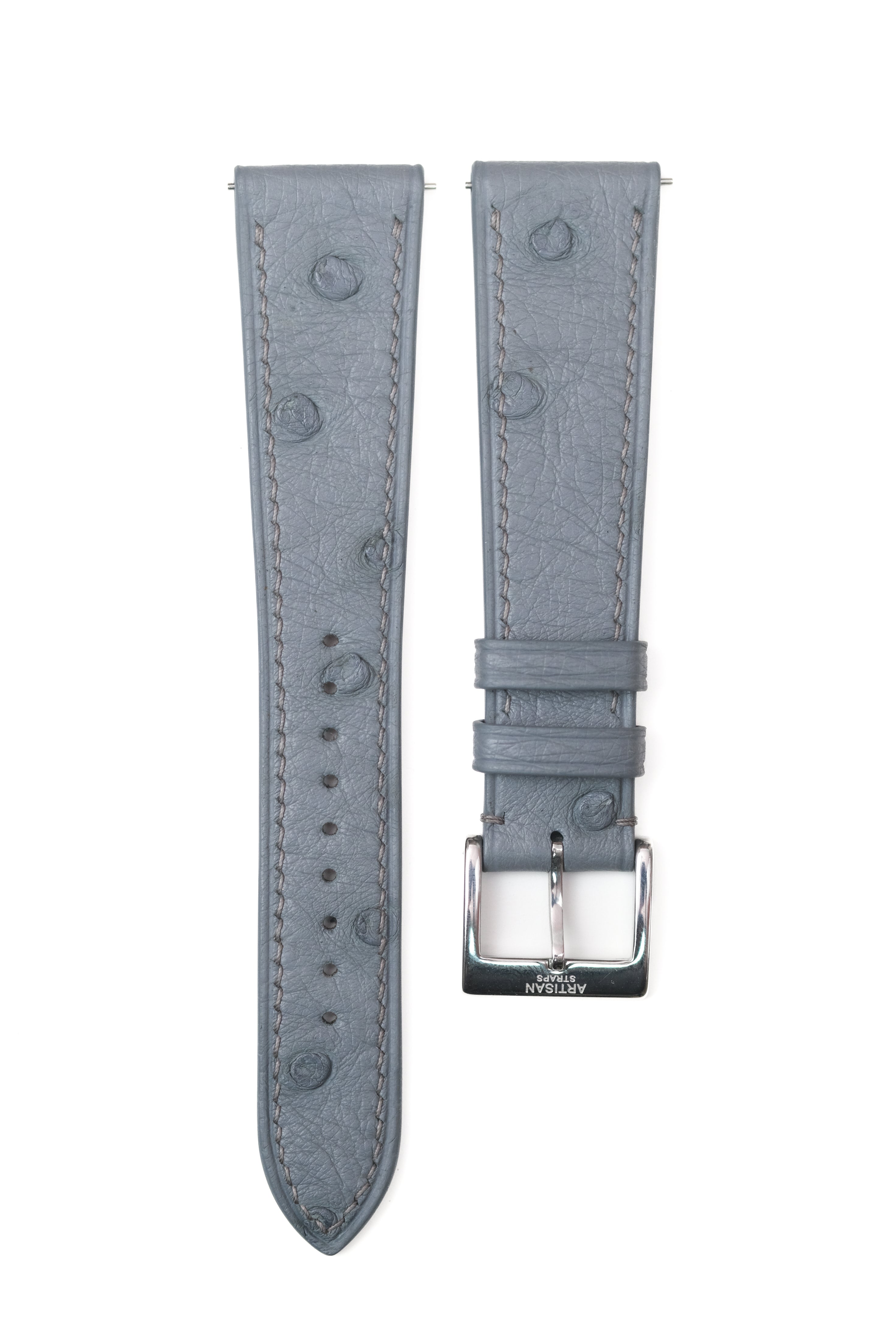 Correa de piel de avestruz gris