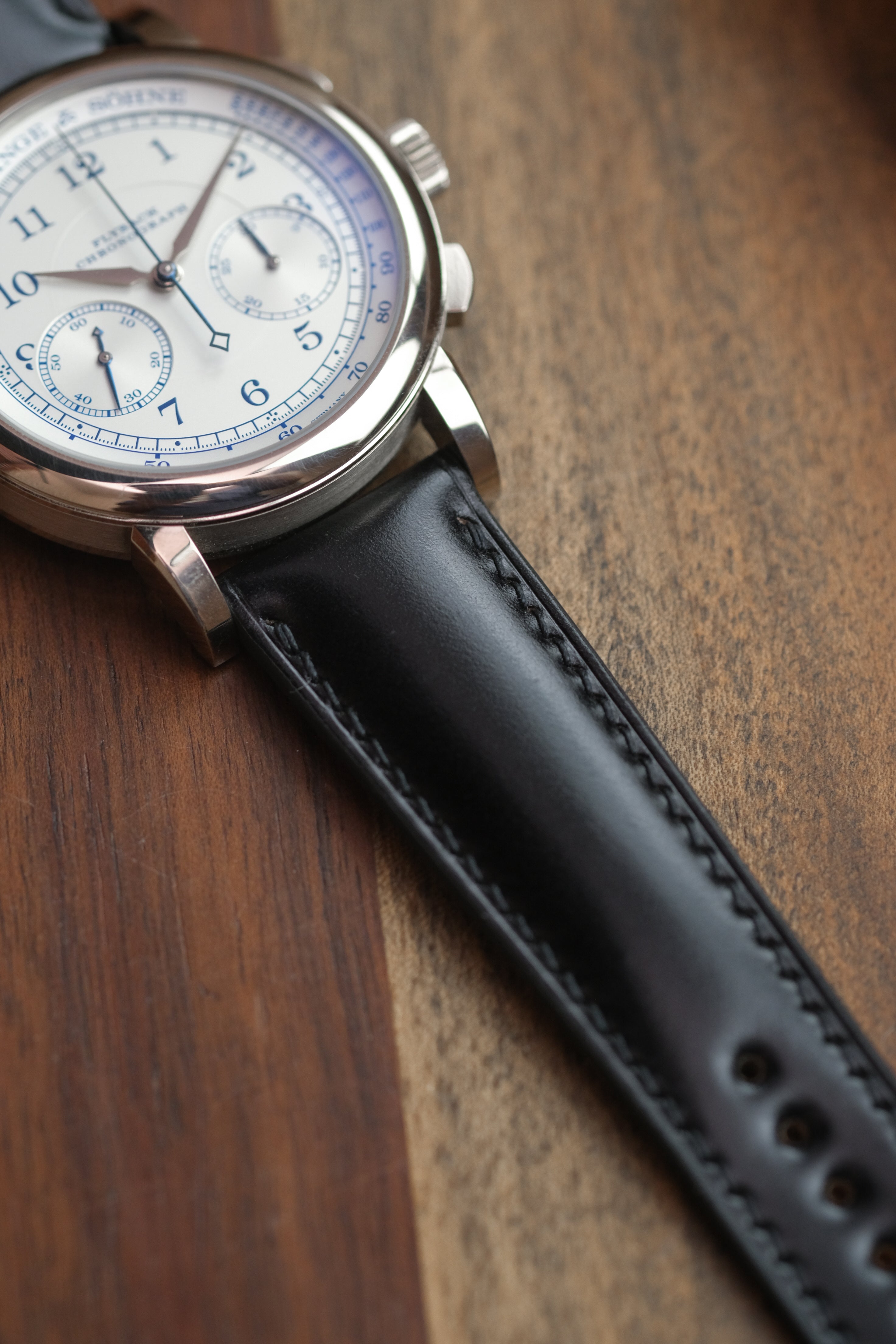 Black Shell Cordovan (Padded) Leather Strap - Artisan Straps