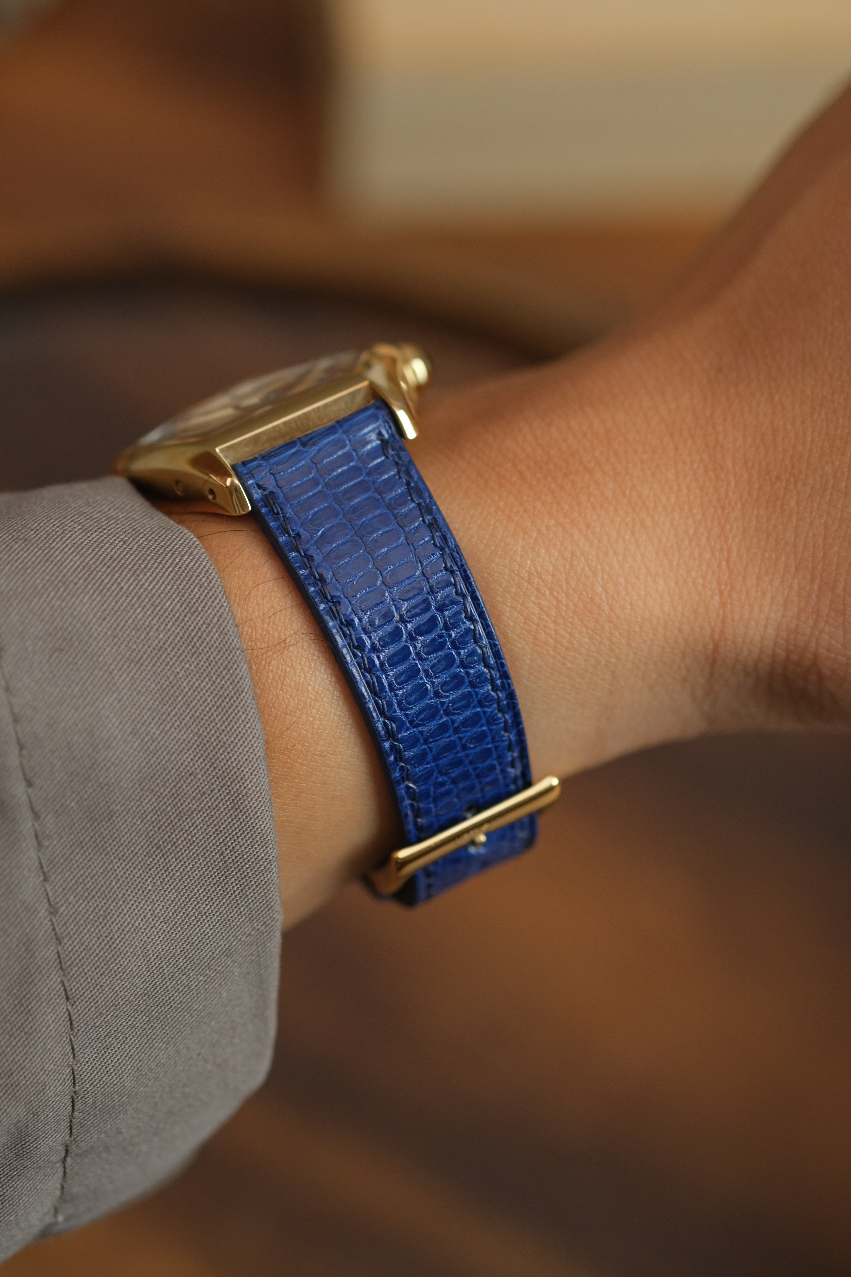 Navy Lizard Leather Strap