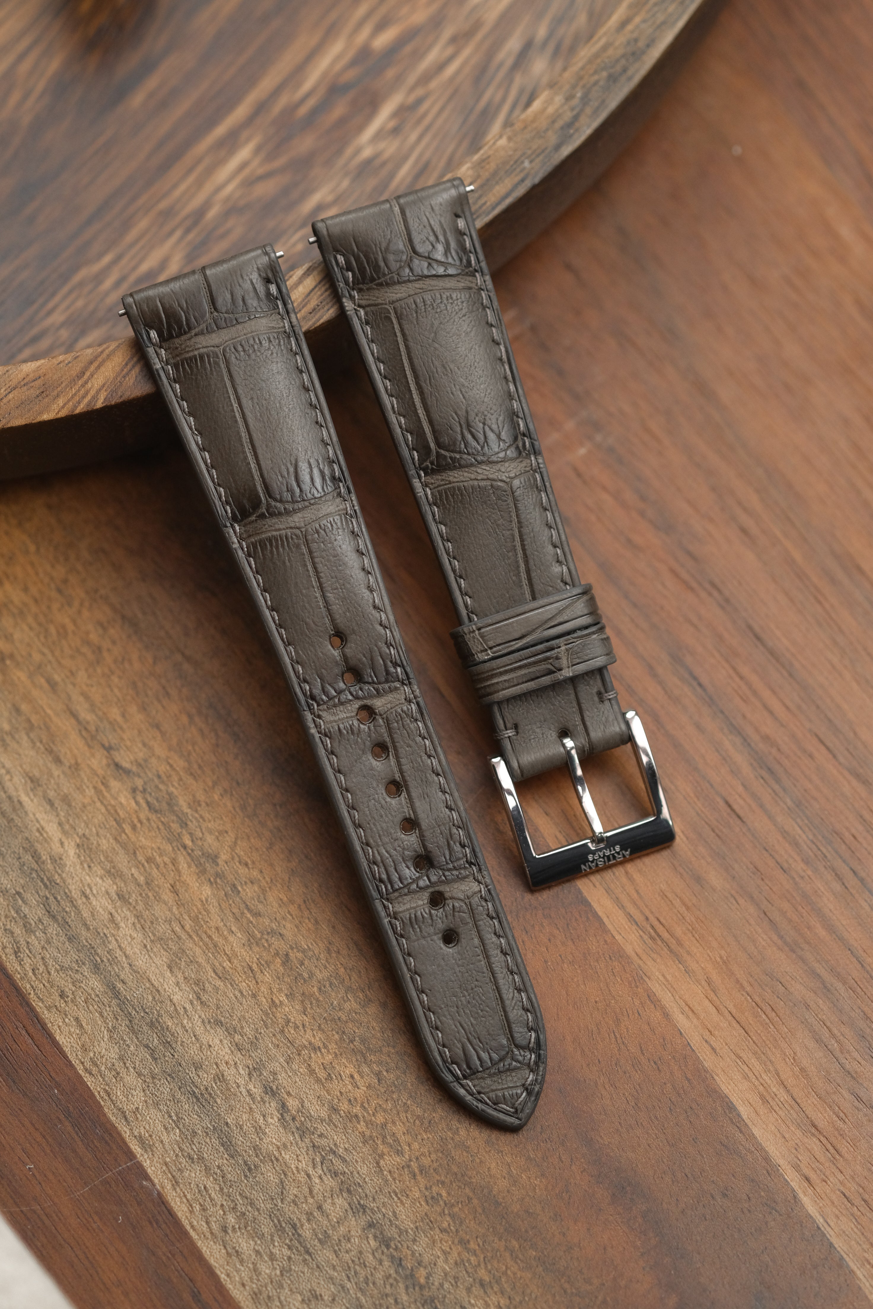 Elephant Grey Alligator Leather Strap