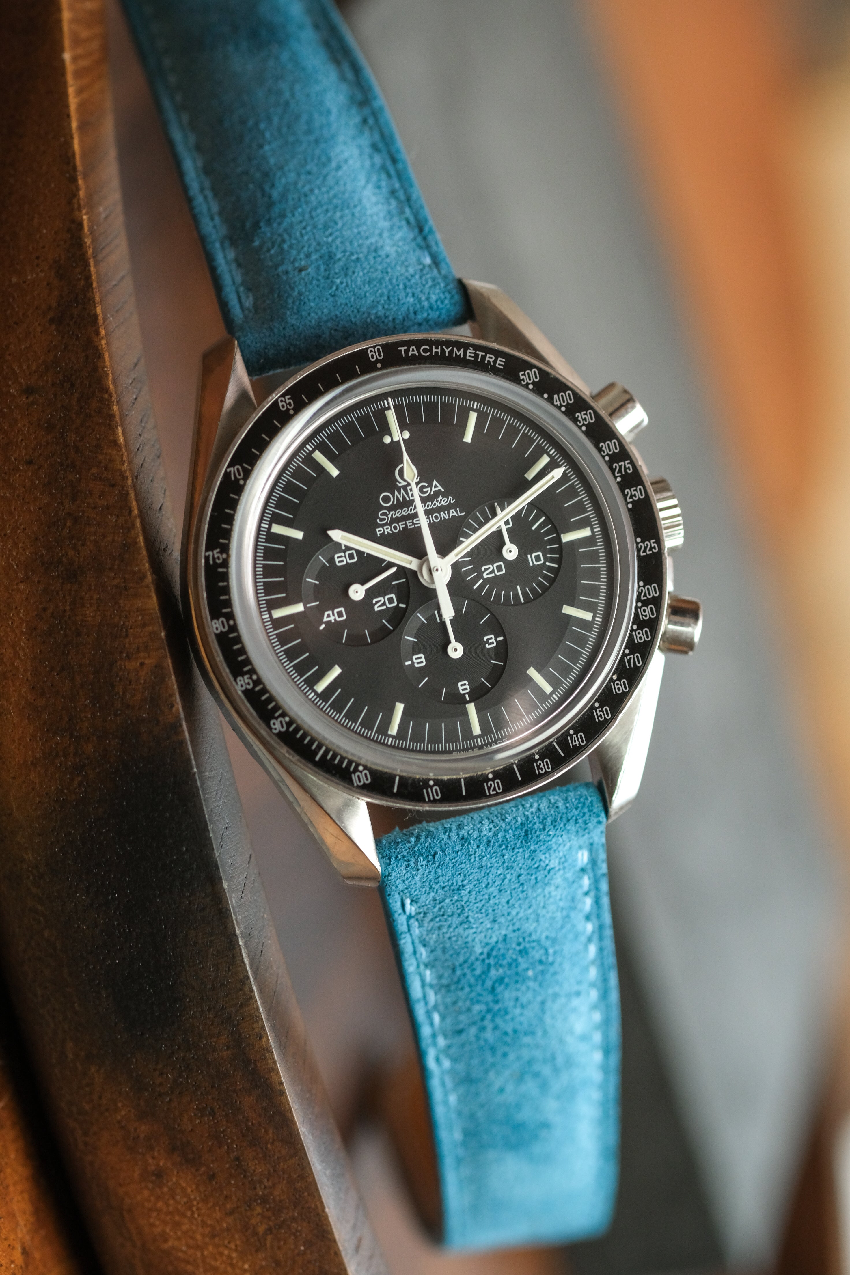 Aqua Blue Suede (Padded) Leather Strap