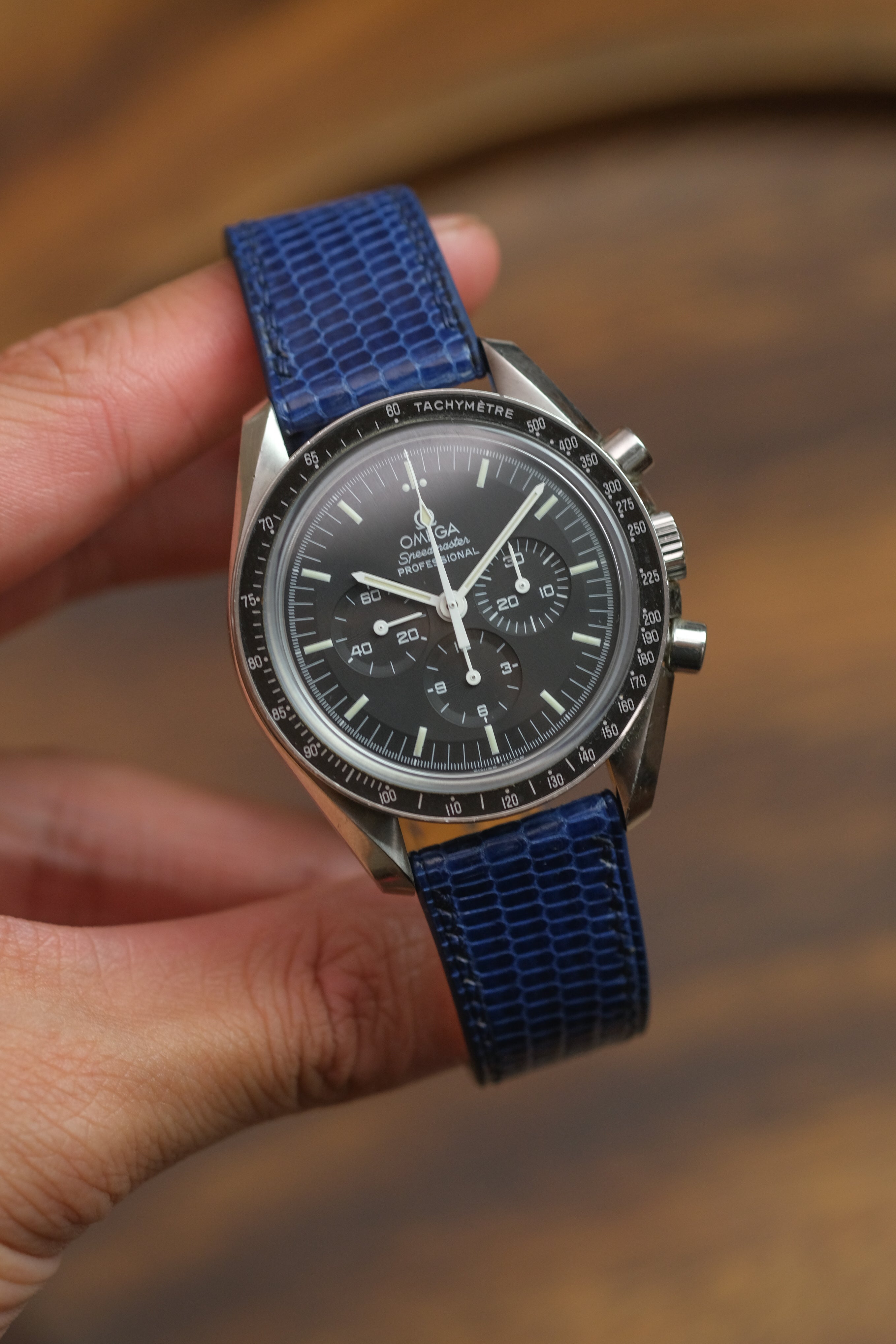 Navy Lizard Leather Strap