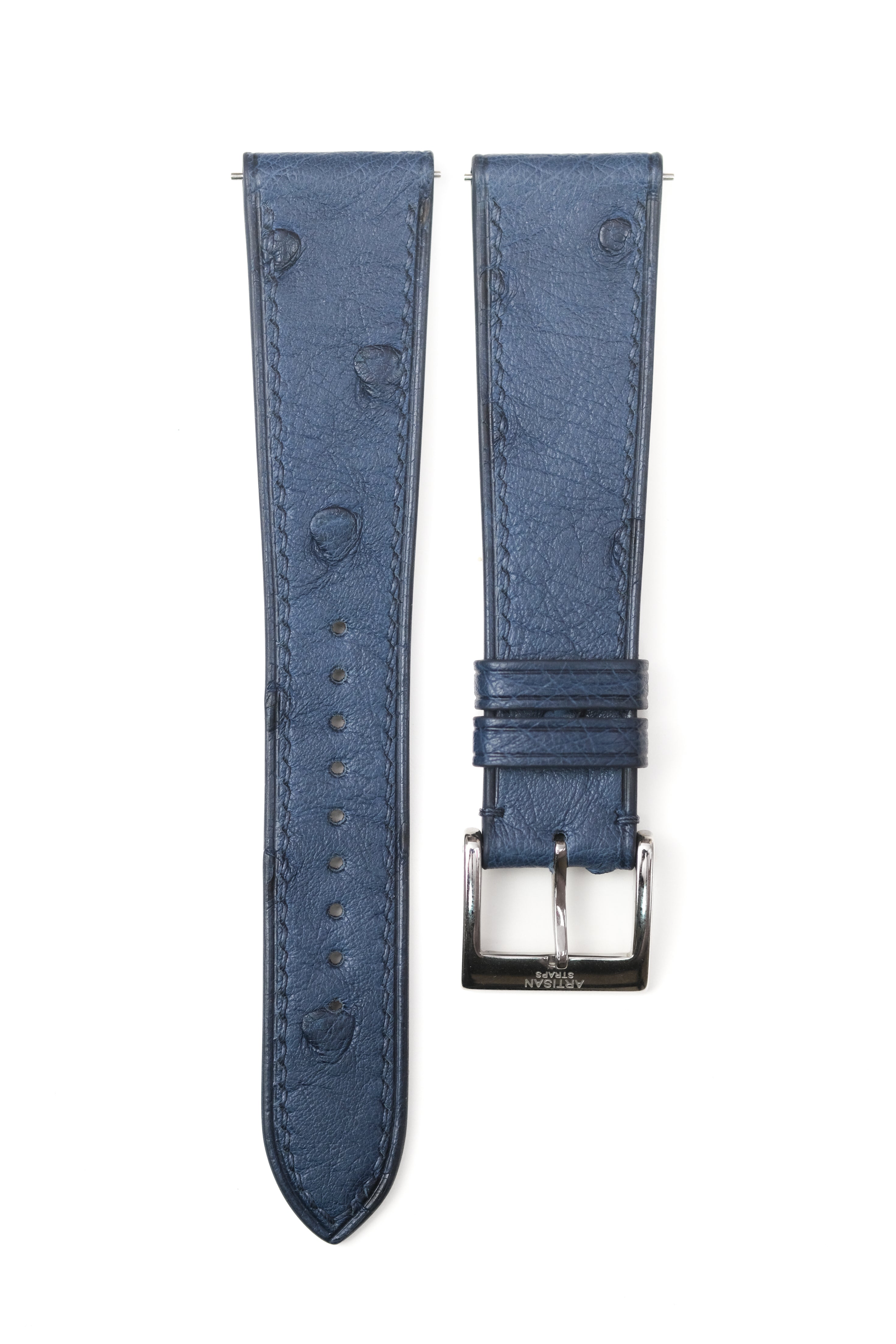 Navy Blue Ostrich Belly Leather Strap