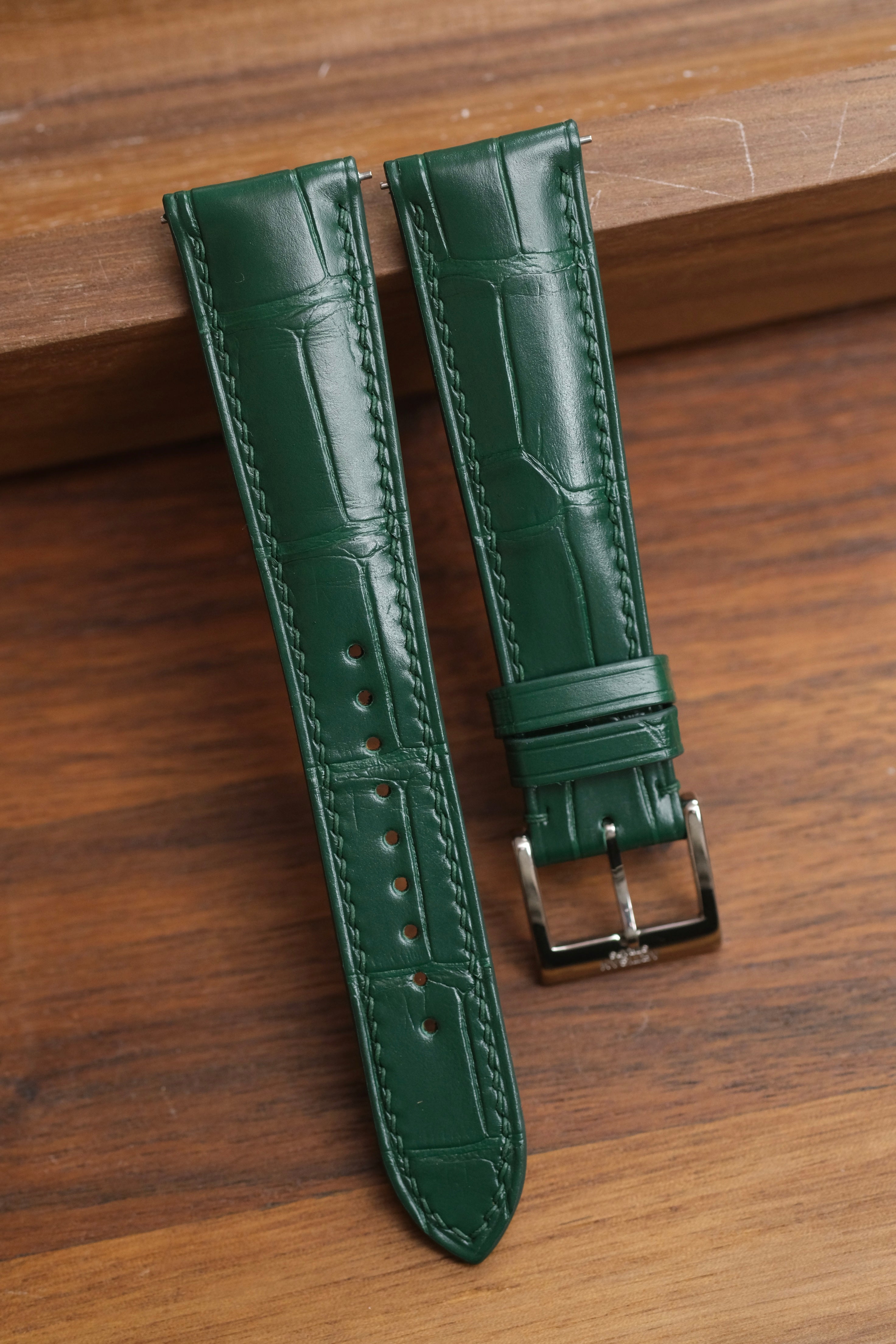 Pine Green Alligator (Padded) Leather Strap