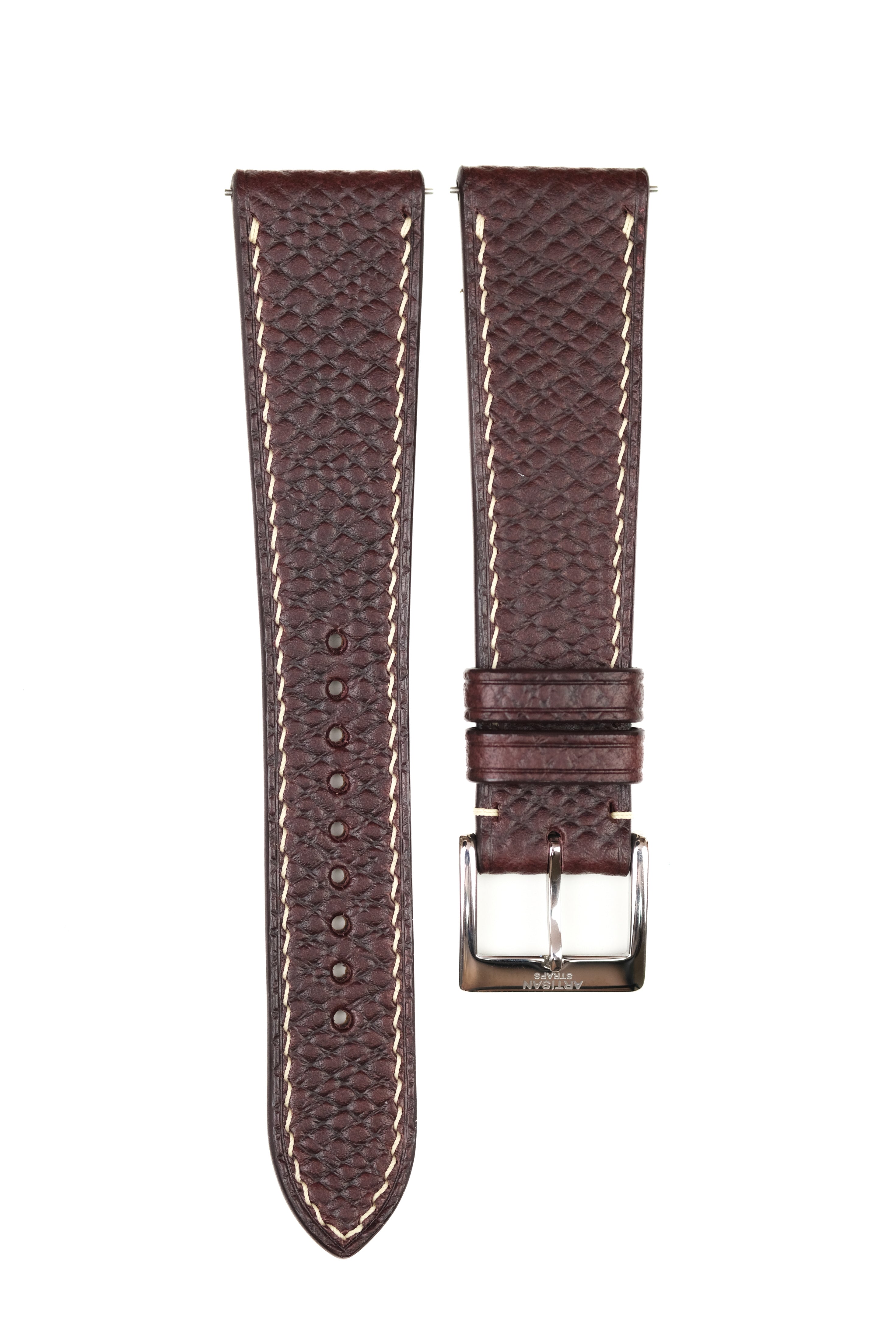 Burgundy Buttero Hatch Leather Strap