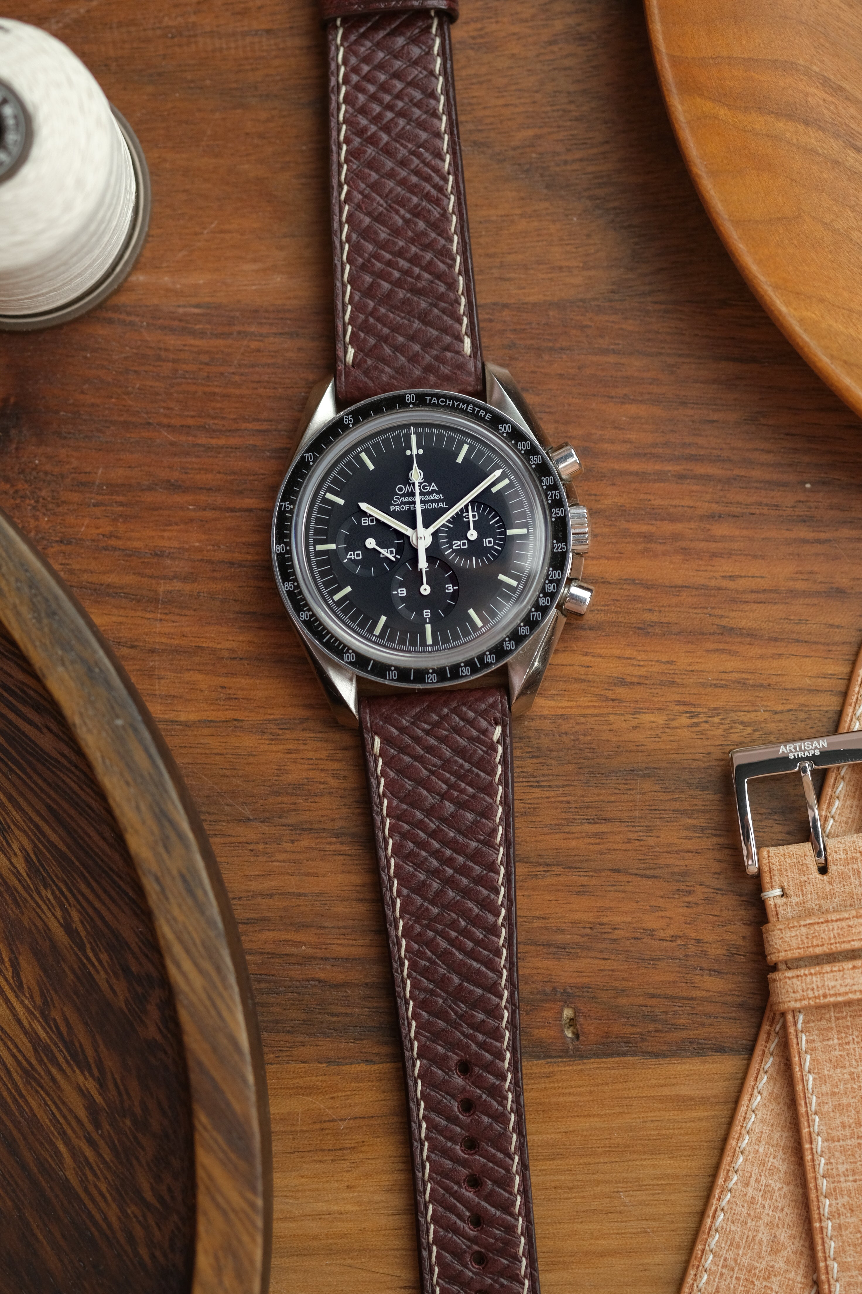 Burgundy Buttero Hatch Leather Strap