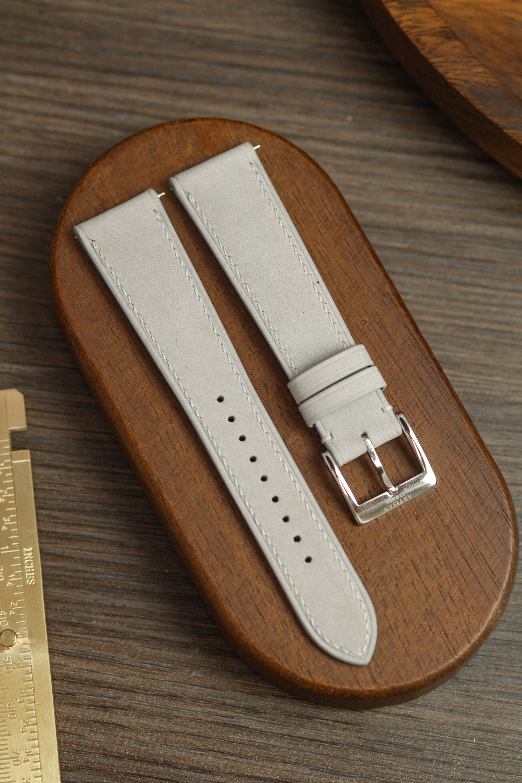 Light Grey Nubuck Leather Strap