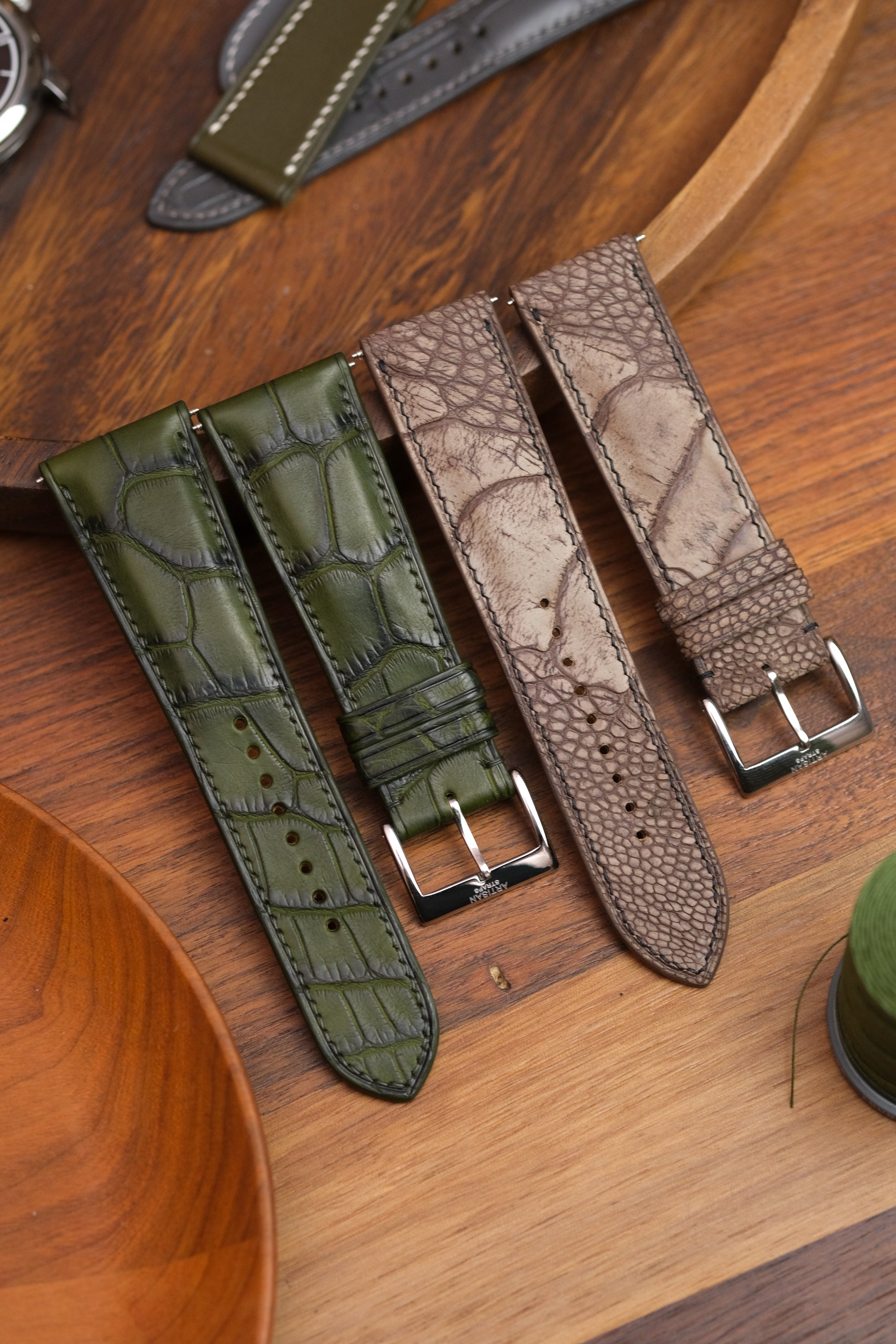 Antique Olive Alligator Leather Strap - Artisan Straps