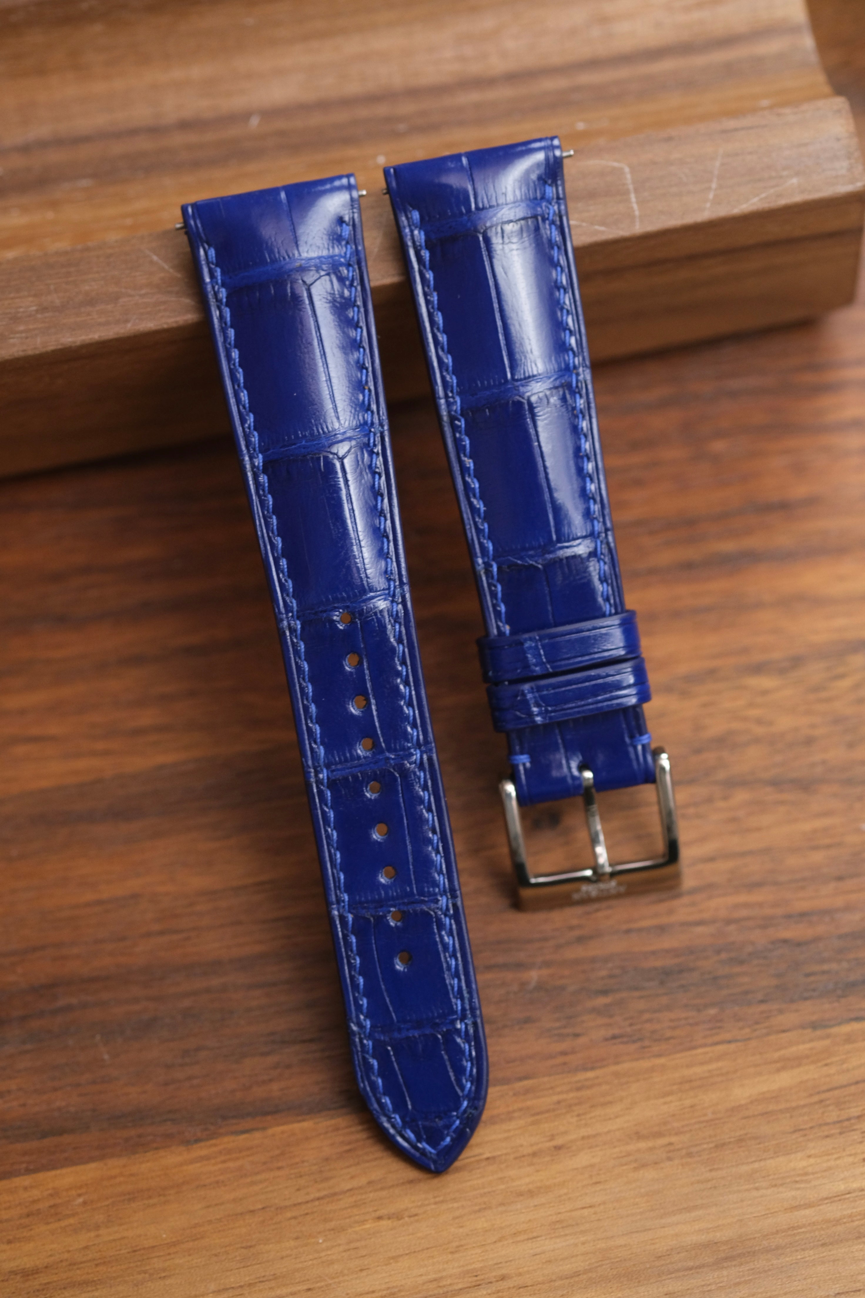 Electric Blue Millenium Alligator (Padded) Leather Strap