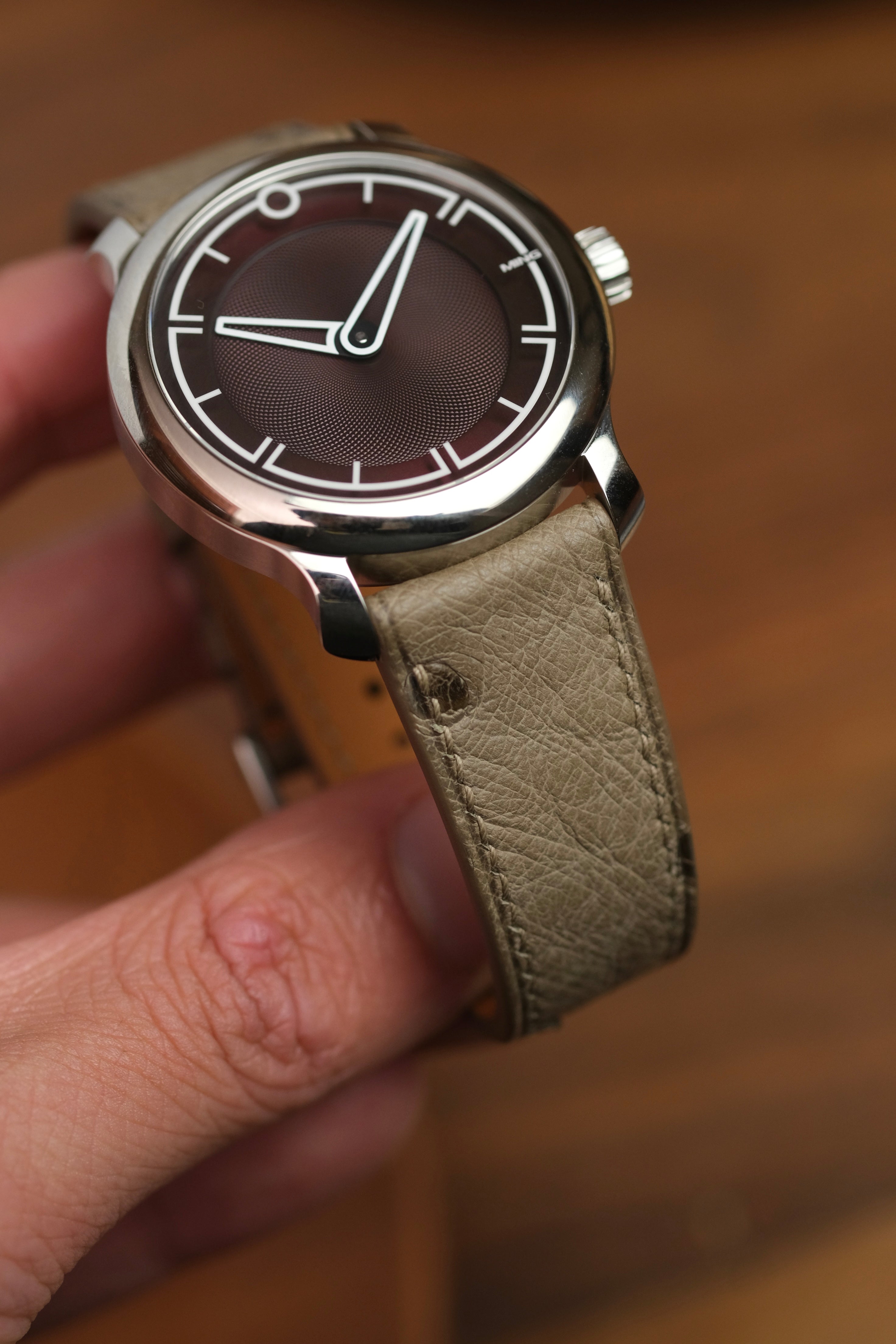 Taupe Ostrich Belly Leather Strap