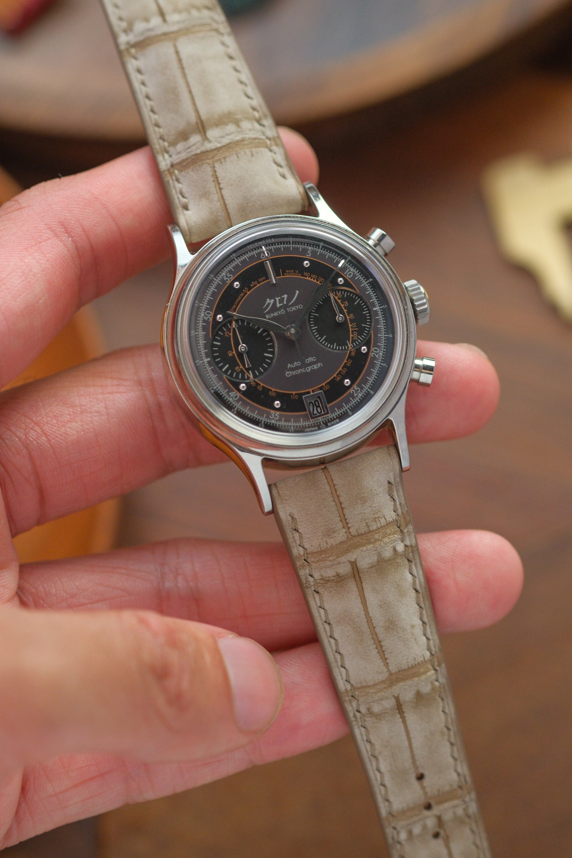 Taupe Nubuck Alligator (Padded) Leather Strap