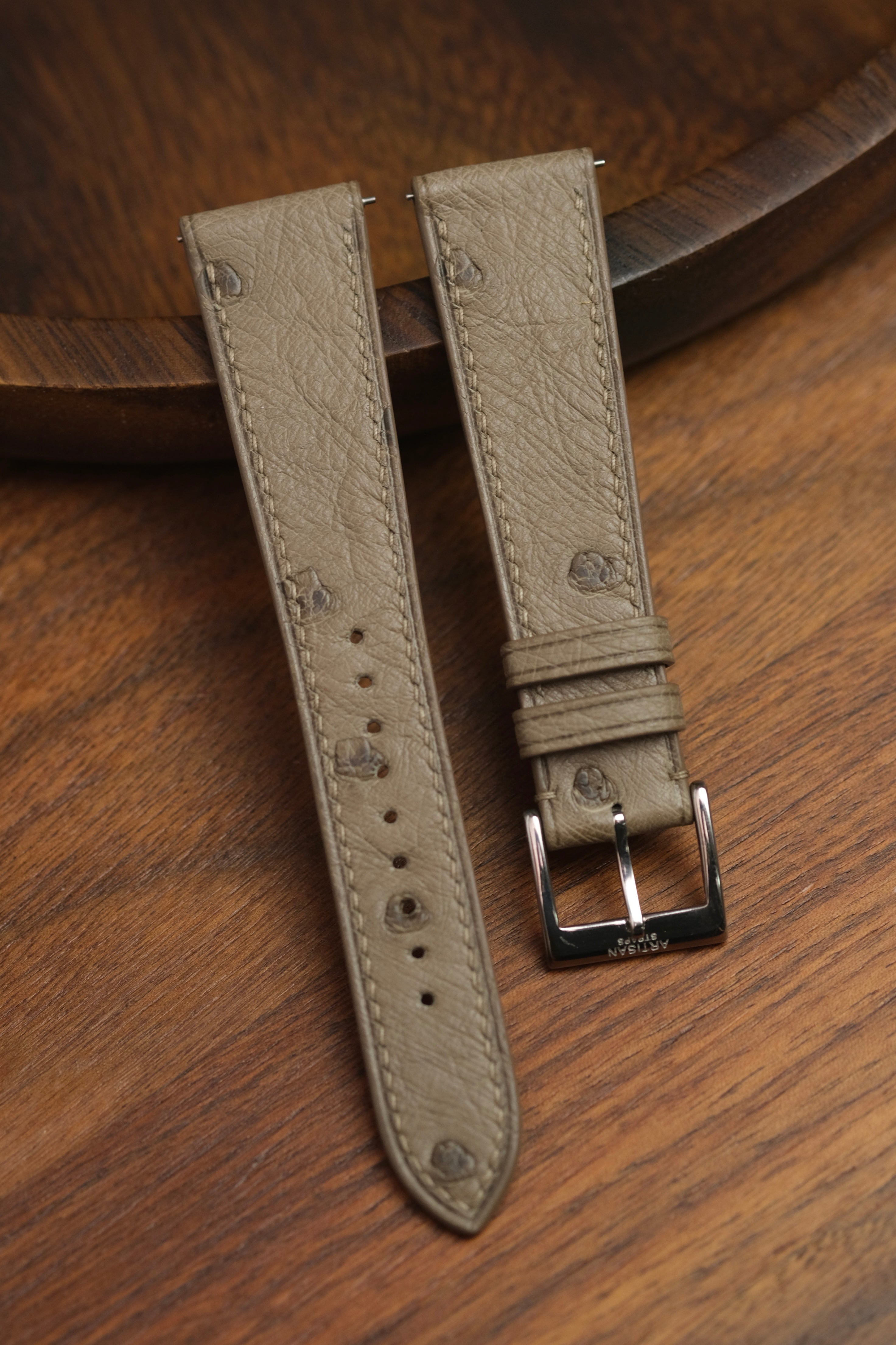 Taupe Ostrich Belly Leather Strap