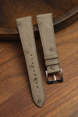 Taupe Ostrich Belly Leather Strap