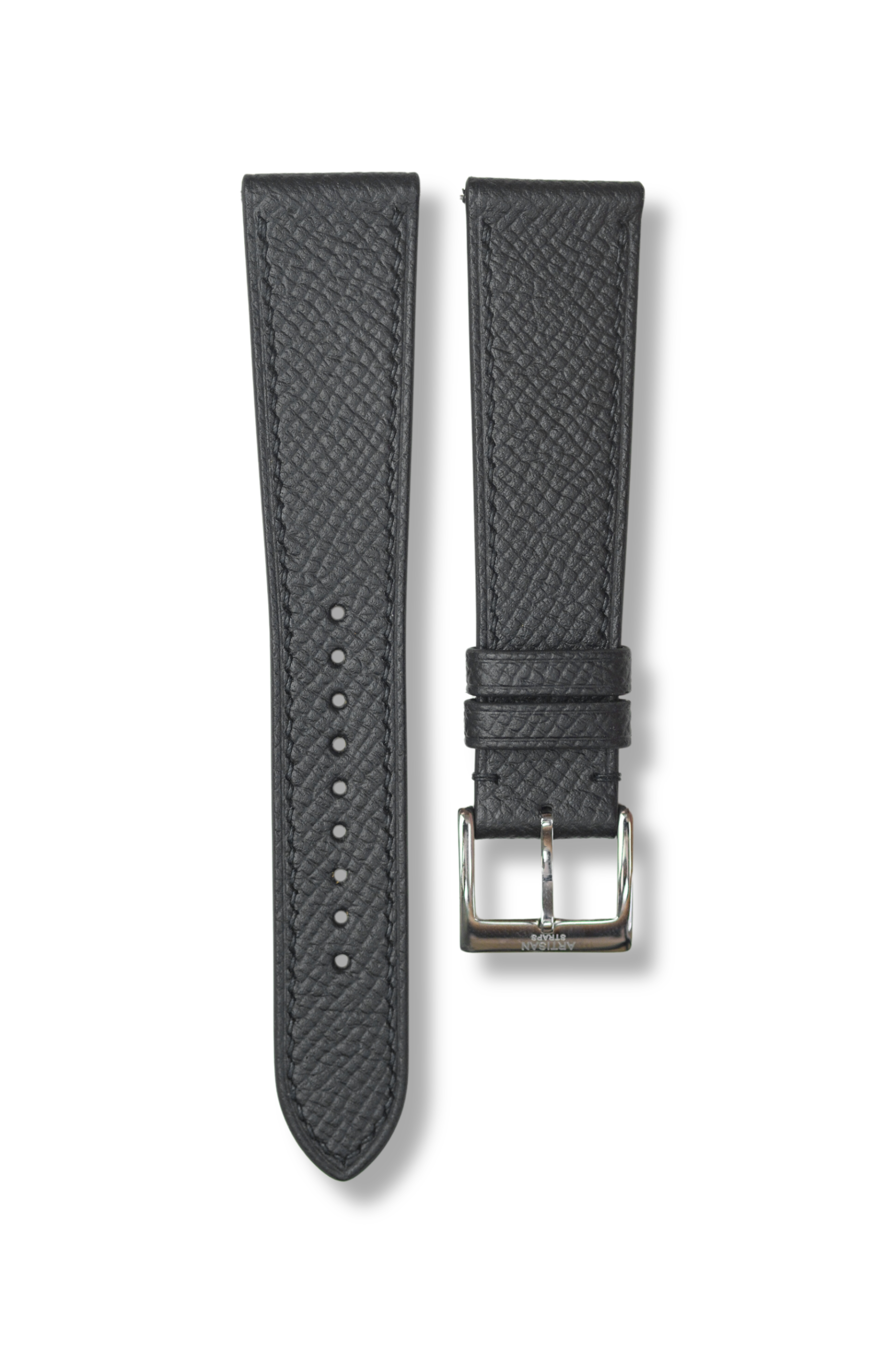 Black Epsom Leather Strap (Black Stitching)