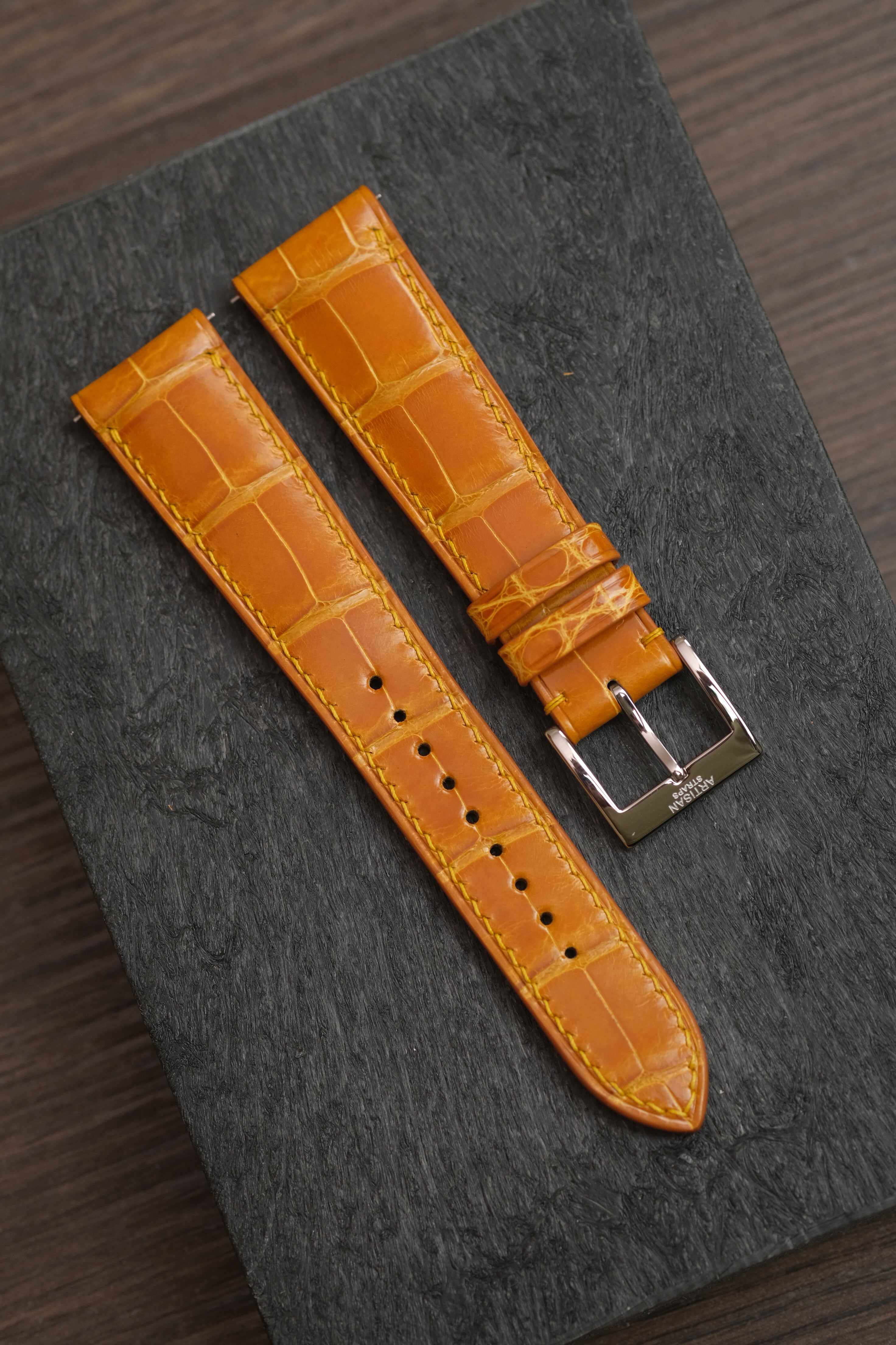 Gold Glazed Alligator (Padded) Leather Strap