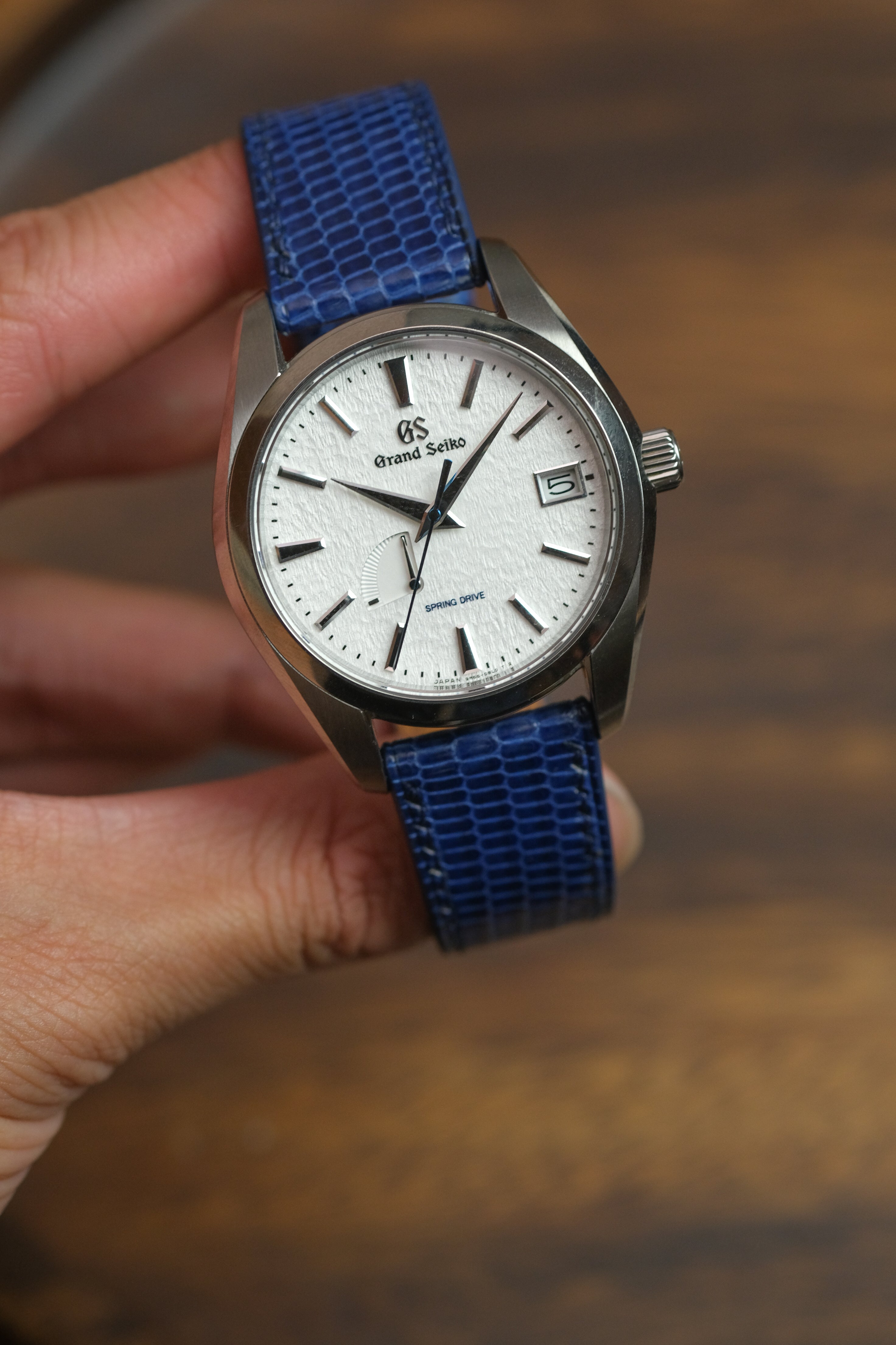 Navy Lizard Leather Strap