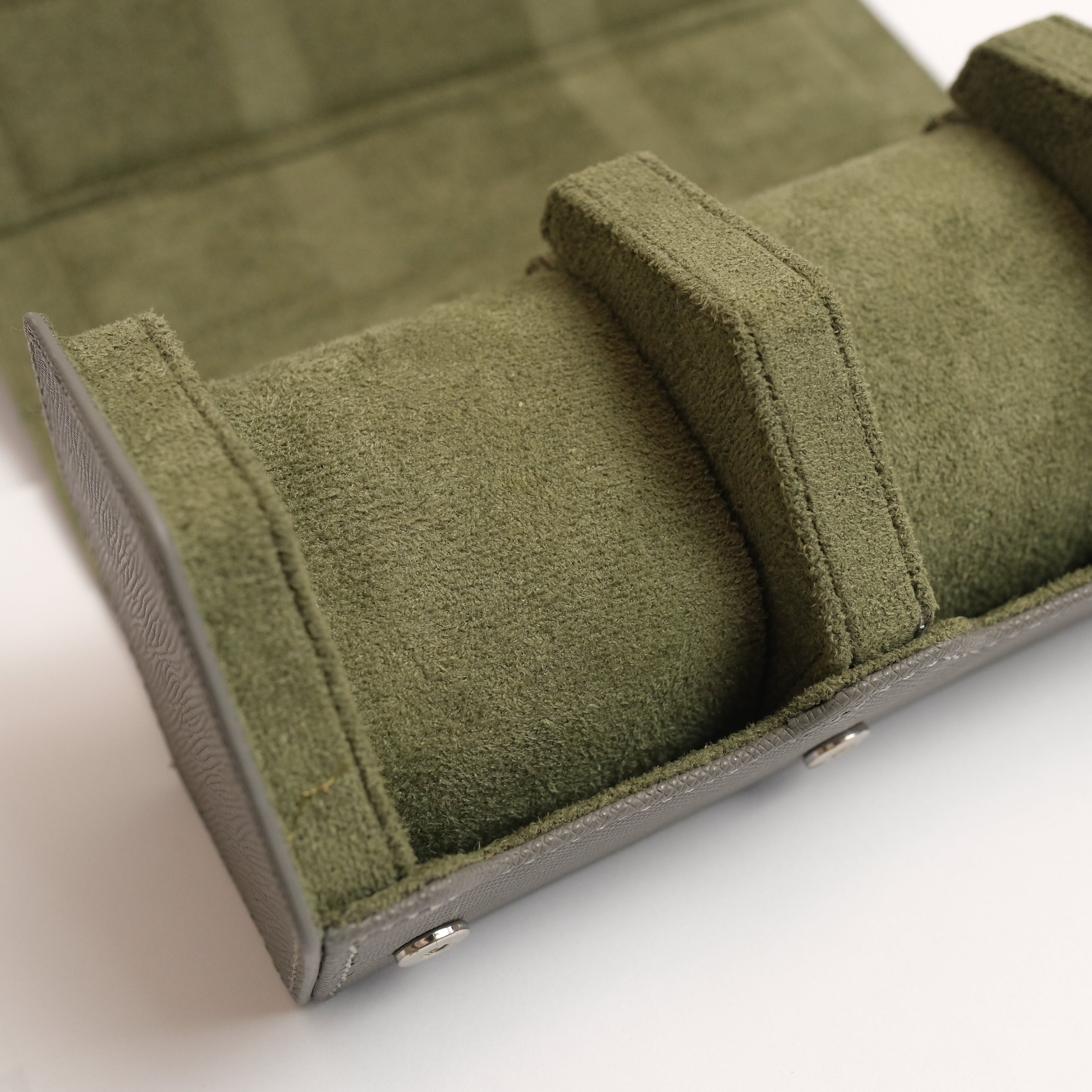 Hexad Trio - Saffiano Watch Case in Grey/Olive - Artisan Straps